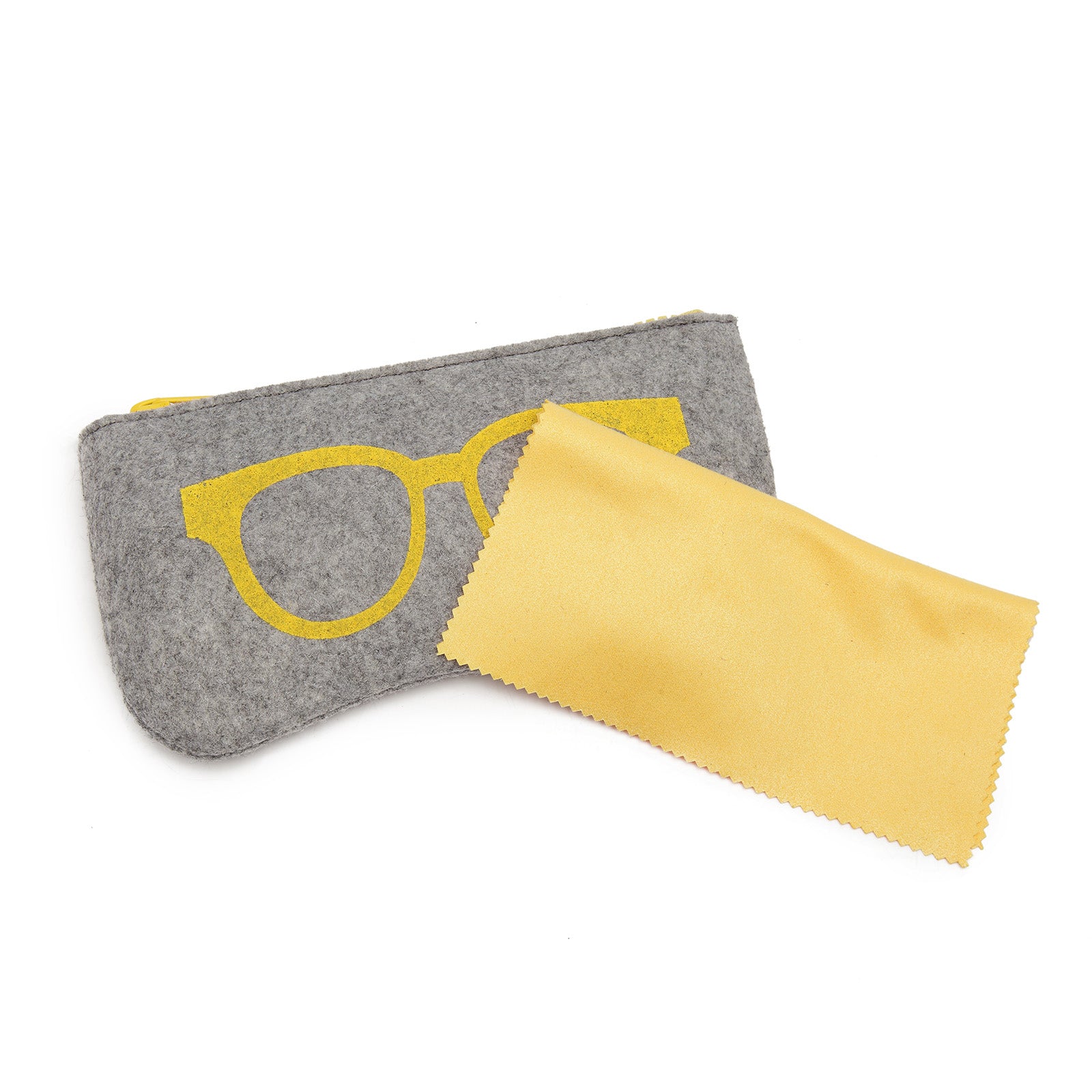 Soft Felt Glasses Case - Grey And Yellow