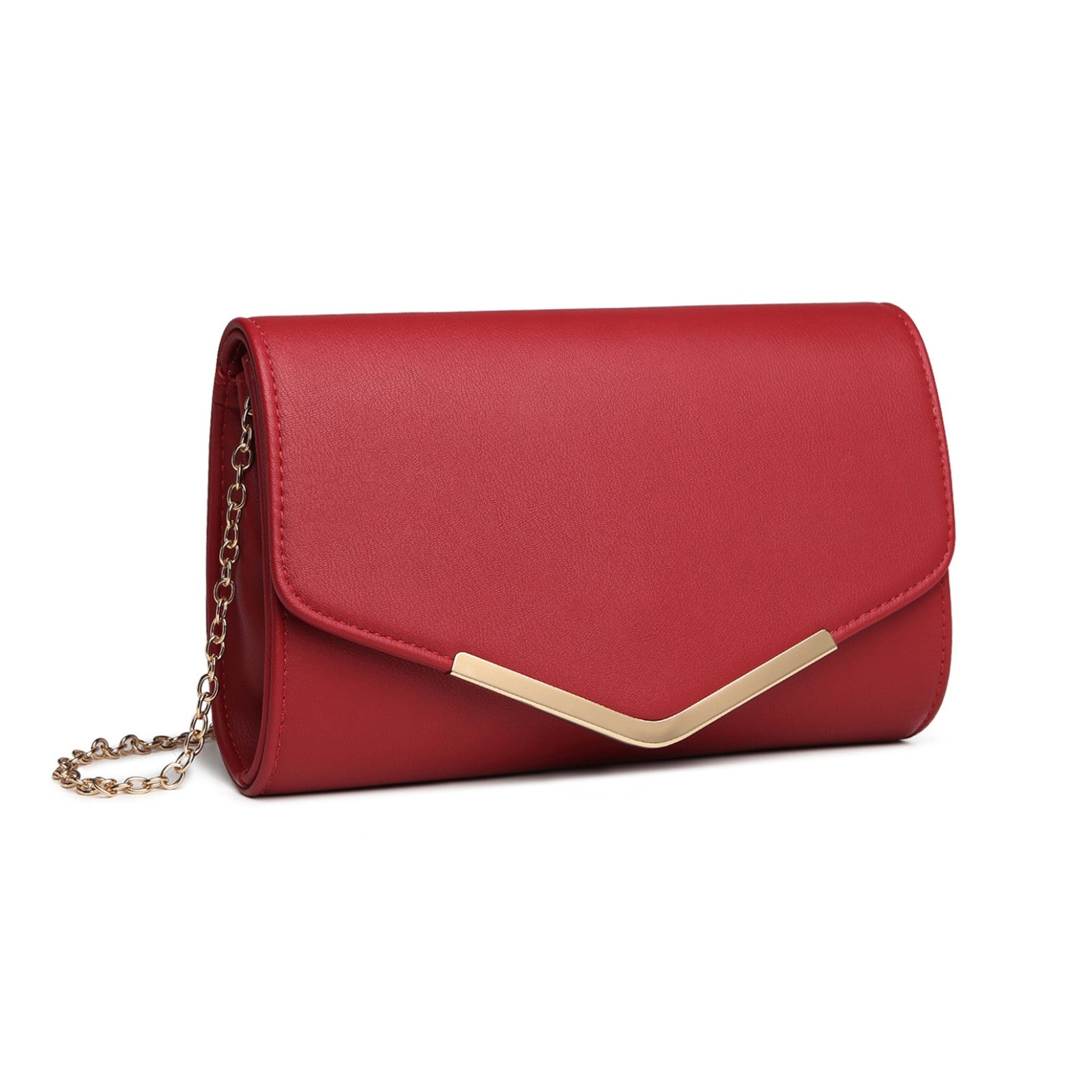 Miss Lulu Vegan Envelope Clutch Bag - Red