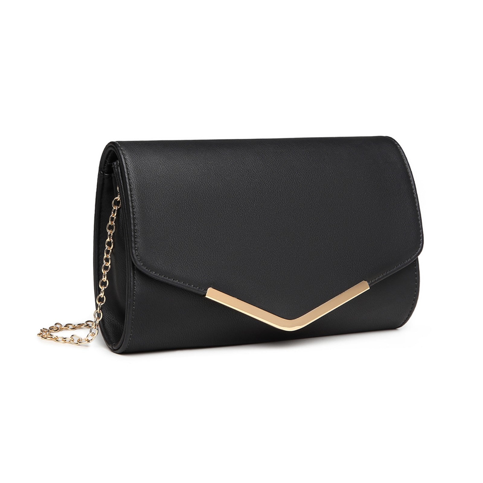 Miss Lulu Vegan Envelope Clutch Bag - Black