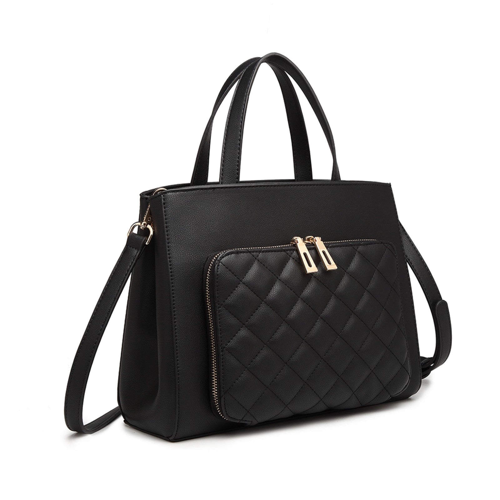 Miss Lulu Classic Quilted Handbag - Black