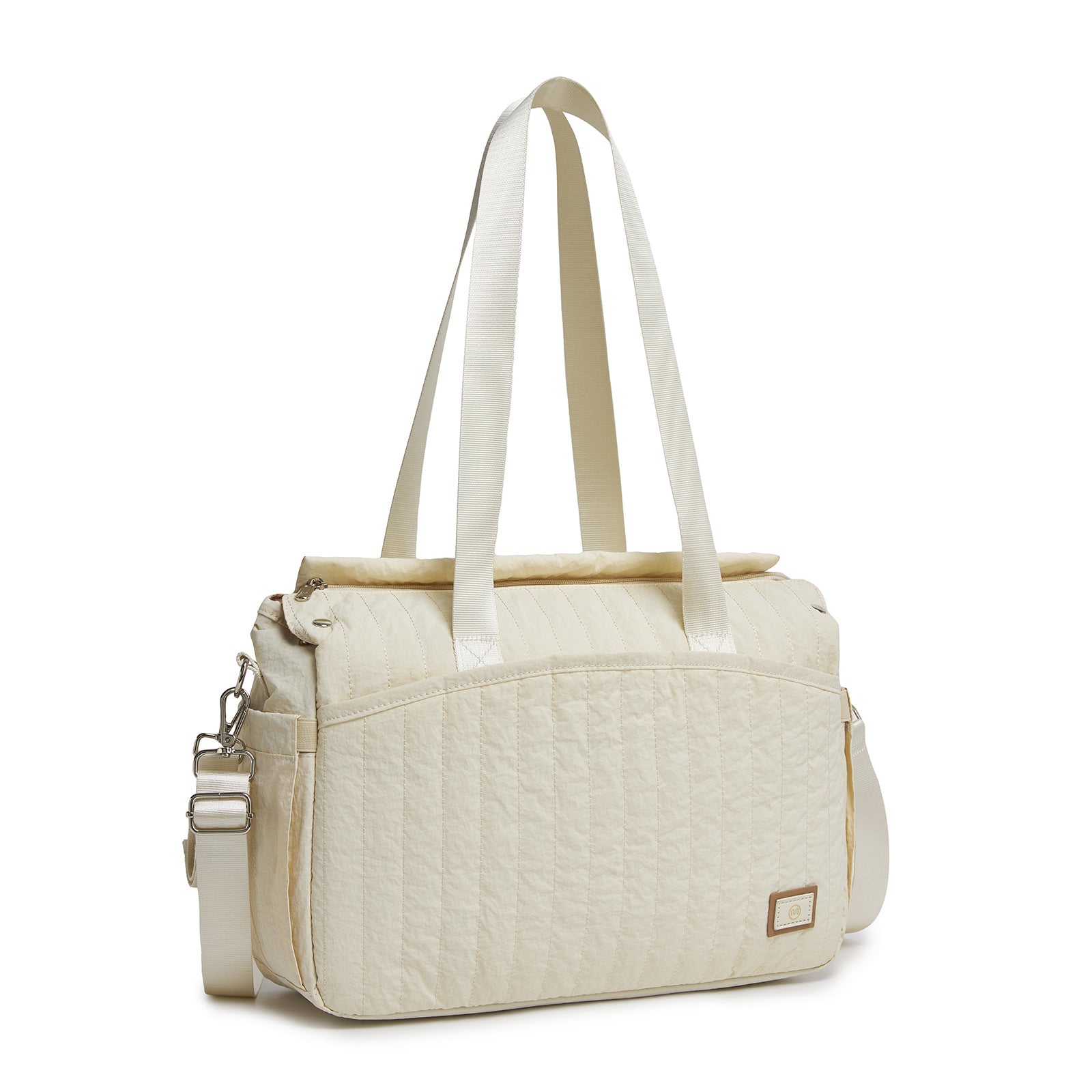 Miss Lulu Stylish and Spacious Maternity Diaper Bag with Insulated Baby Bottle Pockets,Wet-Dry Separation,Stroller Strap - Beige