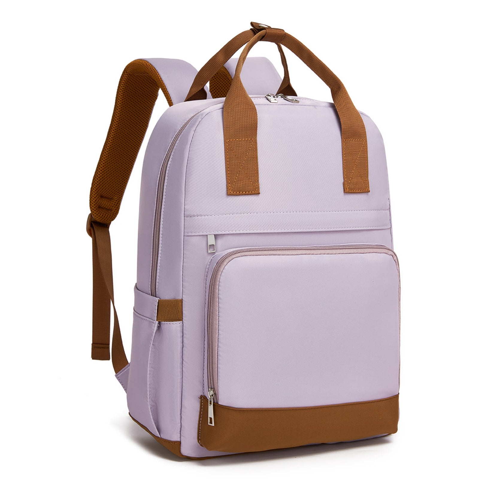 Kono Casual Contemporary Backpack with Laptop Sleeve & Padded Straps for Daily Commute - Purple and Brown