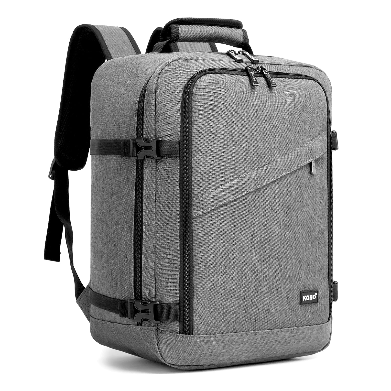 Kono Flexible Cabin Backpack 30×20×40-Fits 15.6" Laptop, Clamshell Access-Great for Holidays, Work Trips & Commuting - Grey
