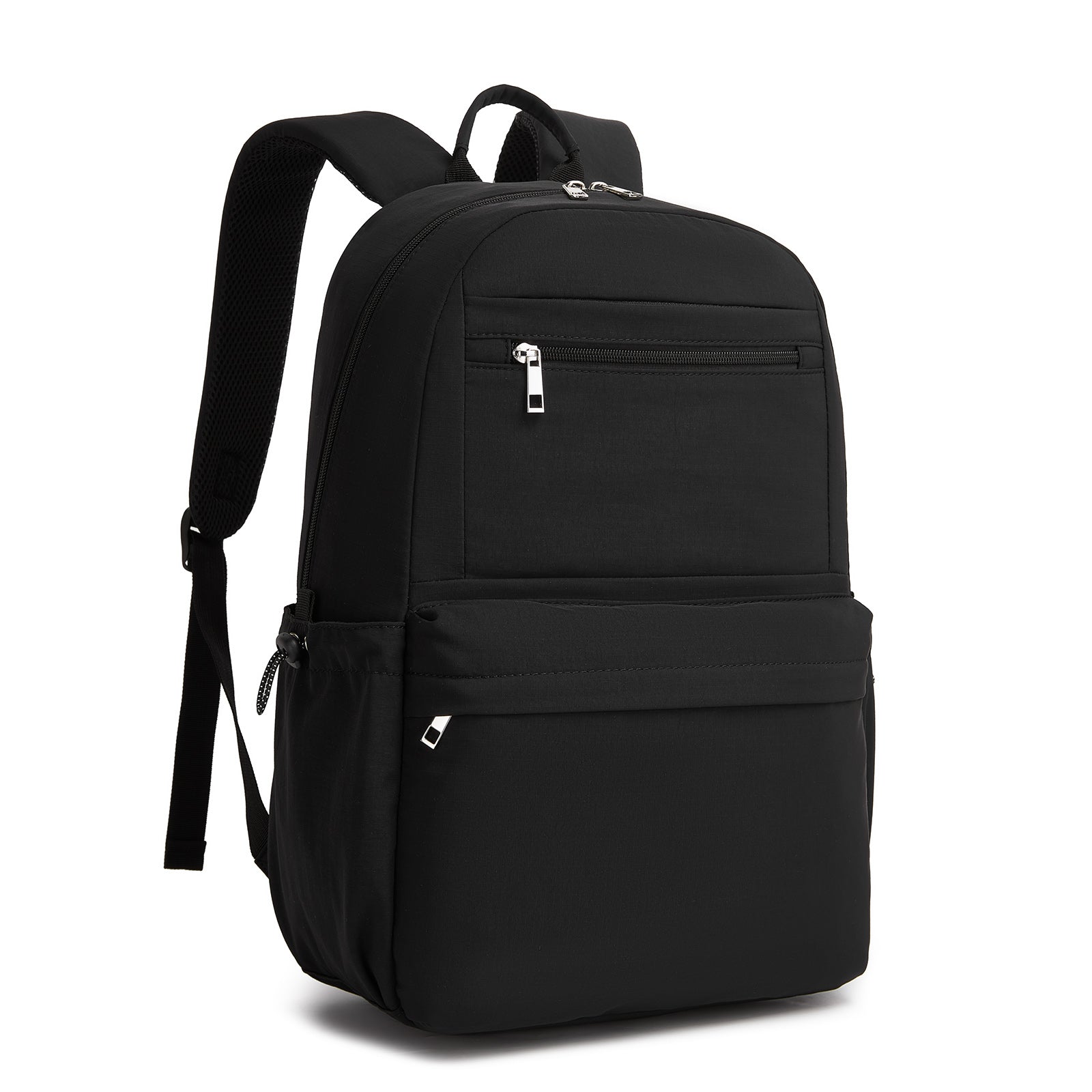 KONO Stylish Solid-Color Casual Backpack for School and Weekend Trips with Multi-Pocket Storage - Black