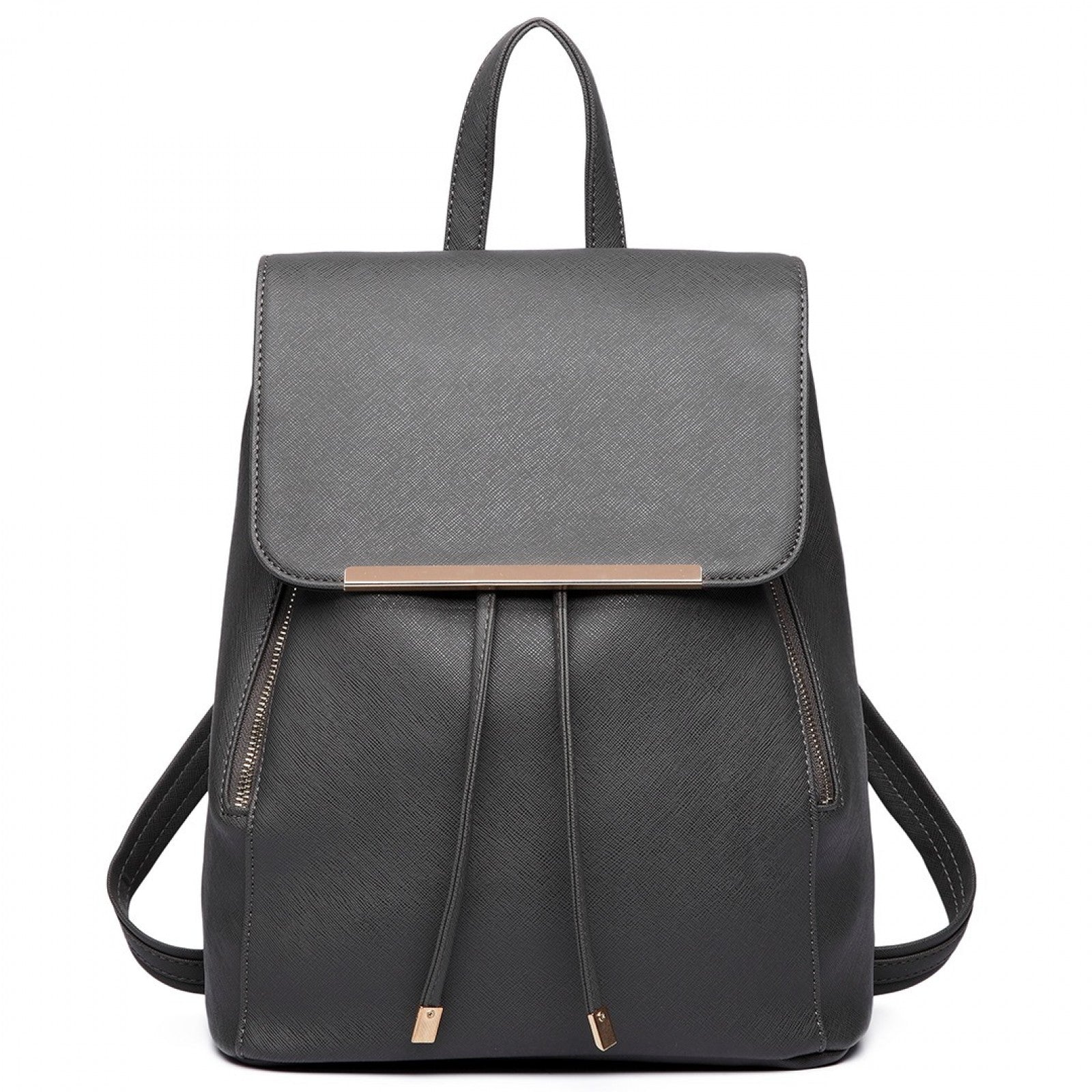 Miss Lulu Stylish Faux Leather Backpack Secure Daypack with Magnetic Snap Closure Fashionable PU Leather Travel Bag - Black