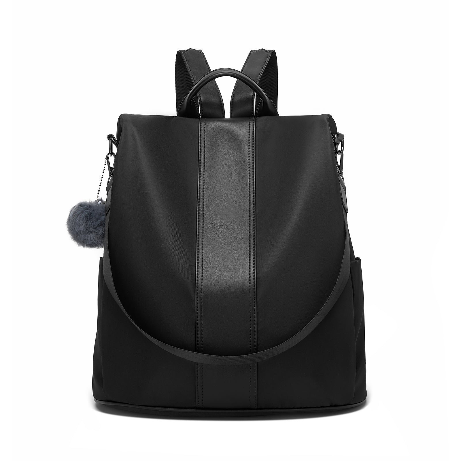 Miss Lulu Stylish Anti-Theft Convertible Backpack with Spacious Back-Zip Compartment for Commuting & Daily Use - Black