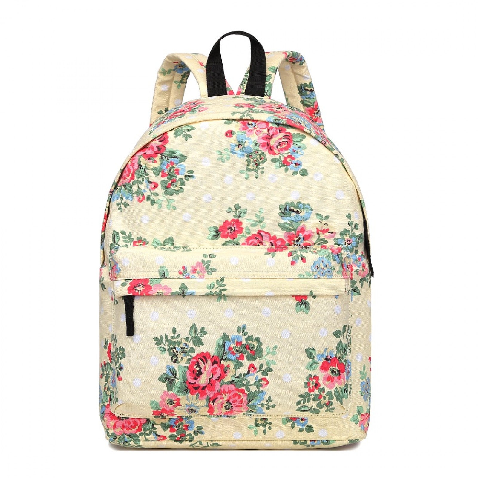 Miss Lulu Large Backpack Flower Polka Dot - Beige