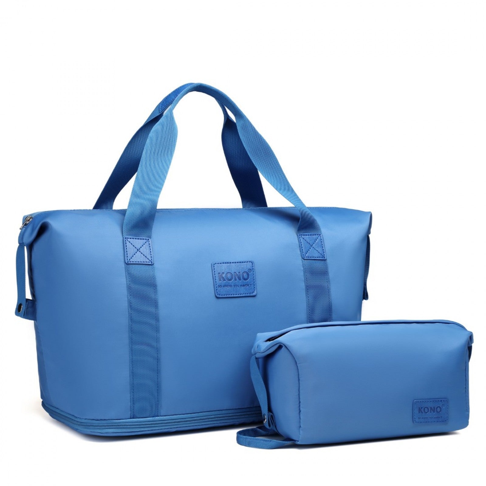 Kono Two Pieces Expandable Durable Waterproof Travel Duffel Bag Set - Navy