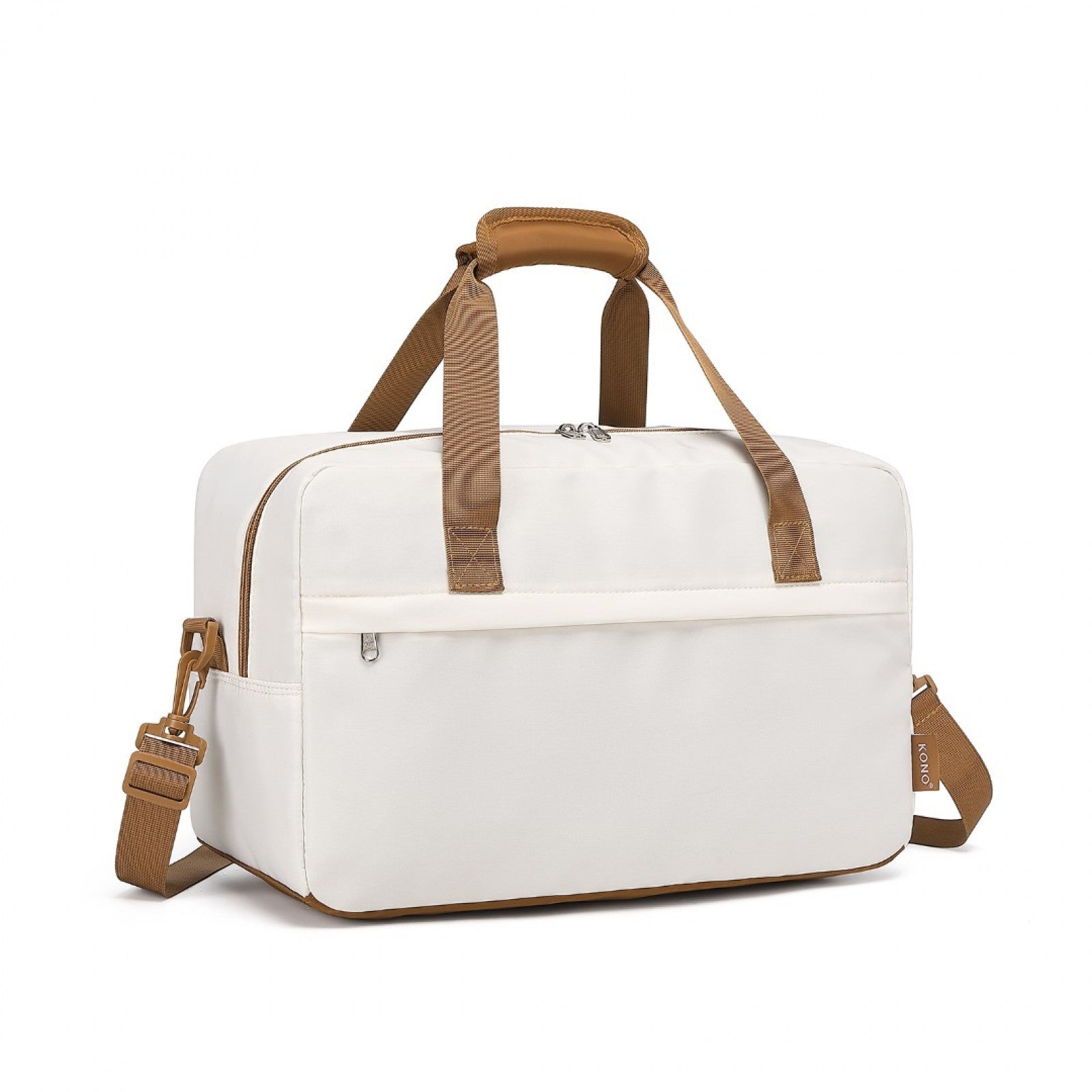 Kono Lightweight Water-Resistant Foldable Under Seat Travel Carry-on Duffel Bag Medium - Beige And Brown