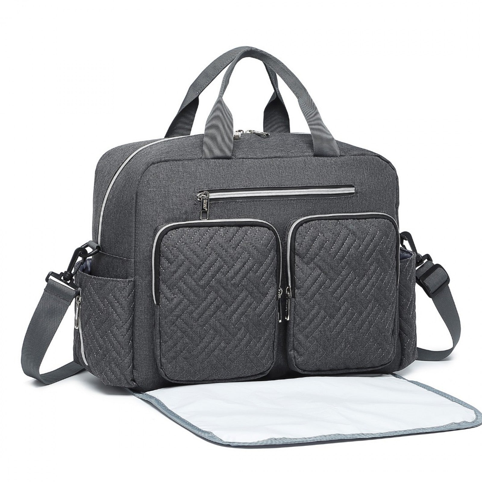 Kono Versatile Diaper Changing Tote Bag with Built-In Changing Mat Thermal Insulation Waterproof Design - Dark Grey