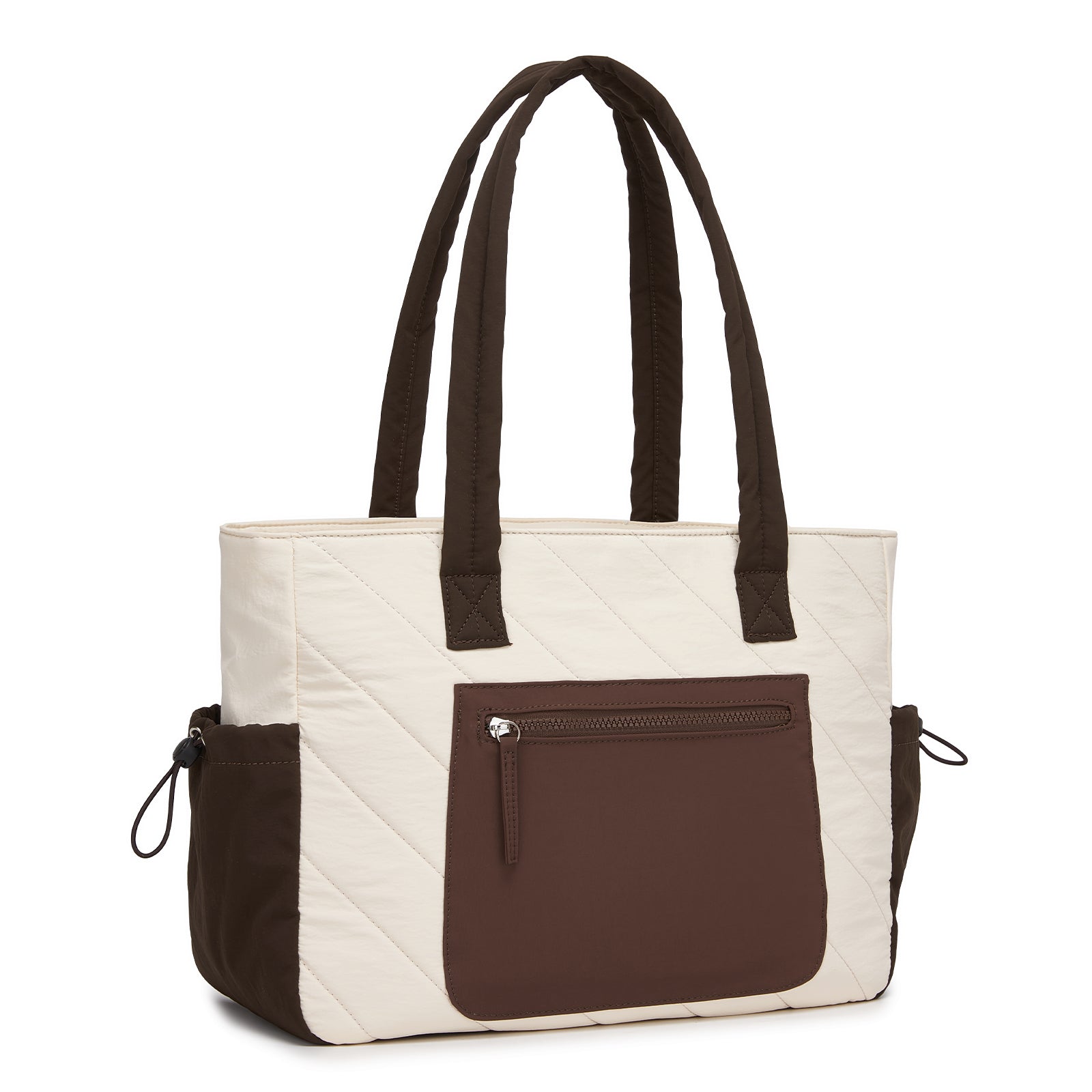 Miss Lulu Minimalist Durable Shoulder Bag for Work, School & Travel with Laptop Sleeve and Multiple Pockets - Beige and Brown
