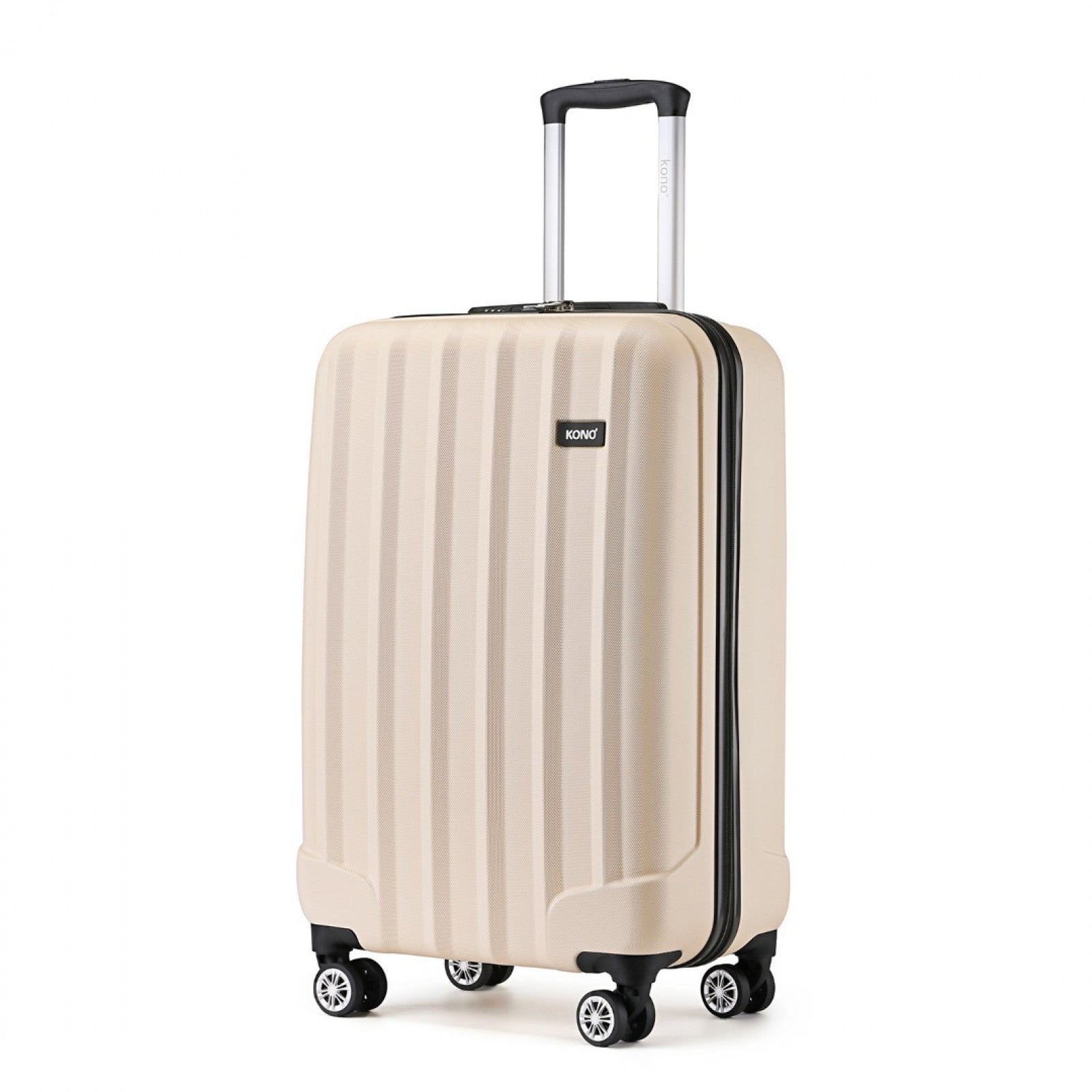 Kono 19 Inch Cabin Size ABS+PC Hard Shell Luggage with Vertical Stripes - Ideal for Carry-On - Beige