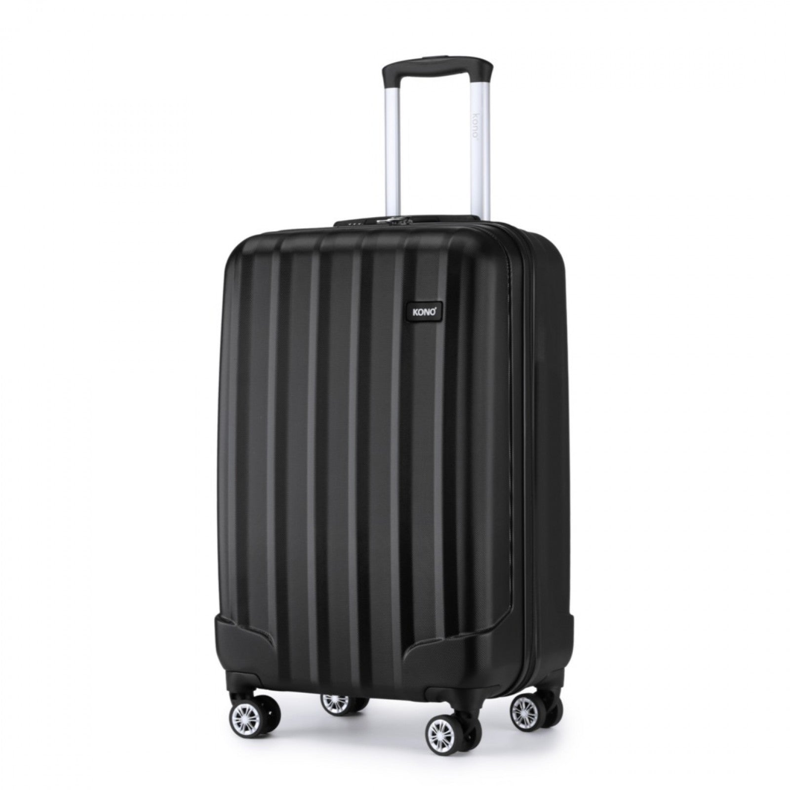 Kono 19 Inch Cabin Size ABS+PC Hard Shell Luggage with Vertical Stripes - Ideal for Carry-On - Black