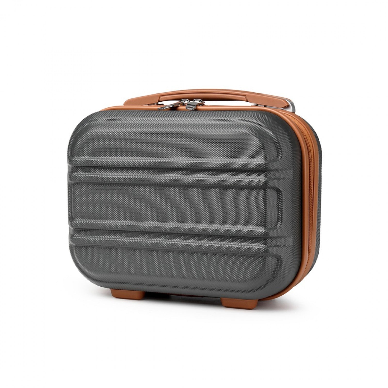Kono 12 Inch Lightweight Hard Shell ABS Vanity Case - Grey And Brown