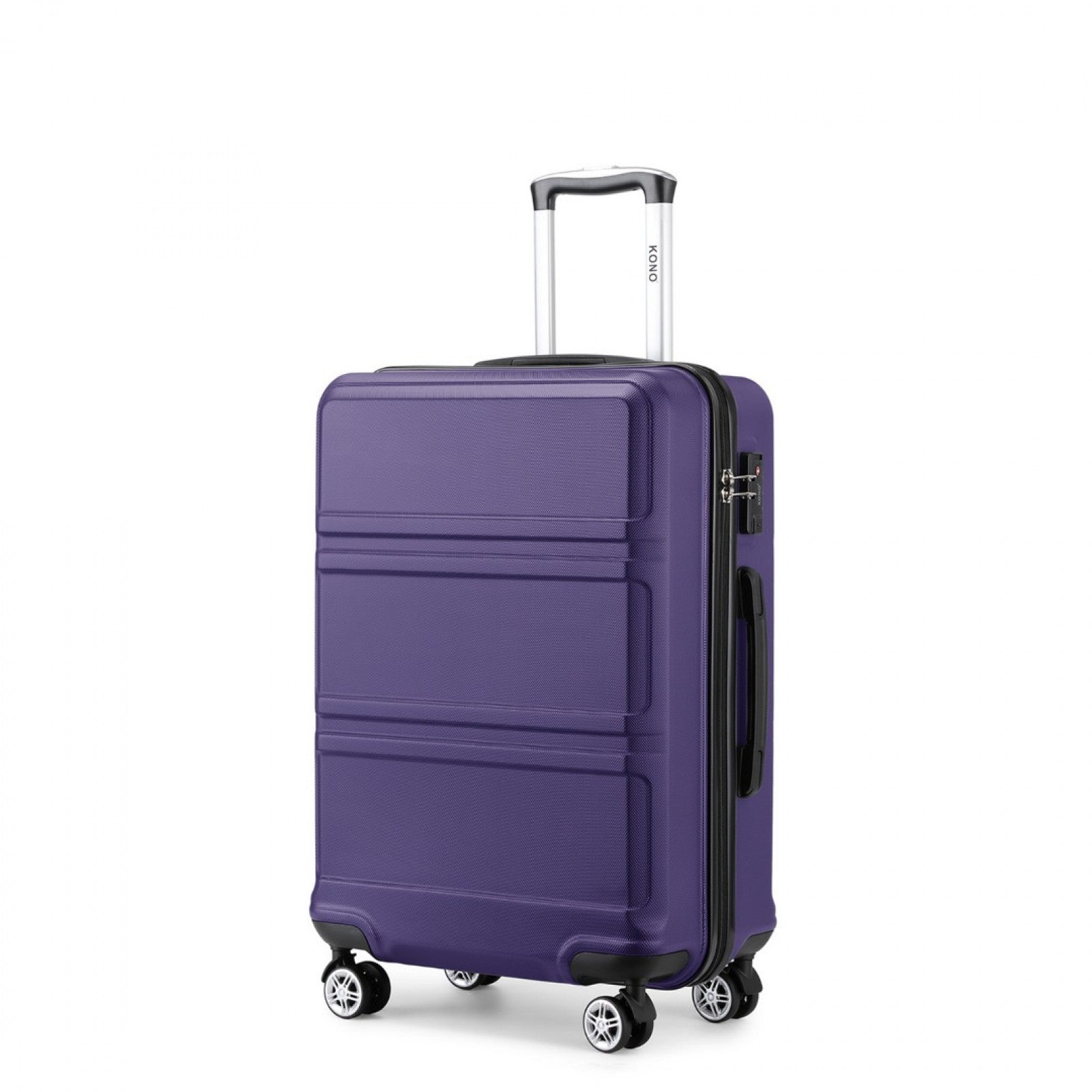 Kono ABS 24 Inch Sculpted Horizontal Design Suitcase - Purple