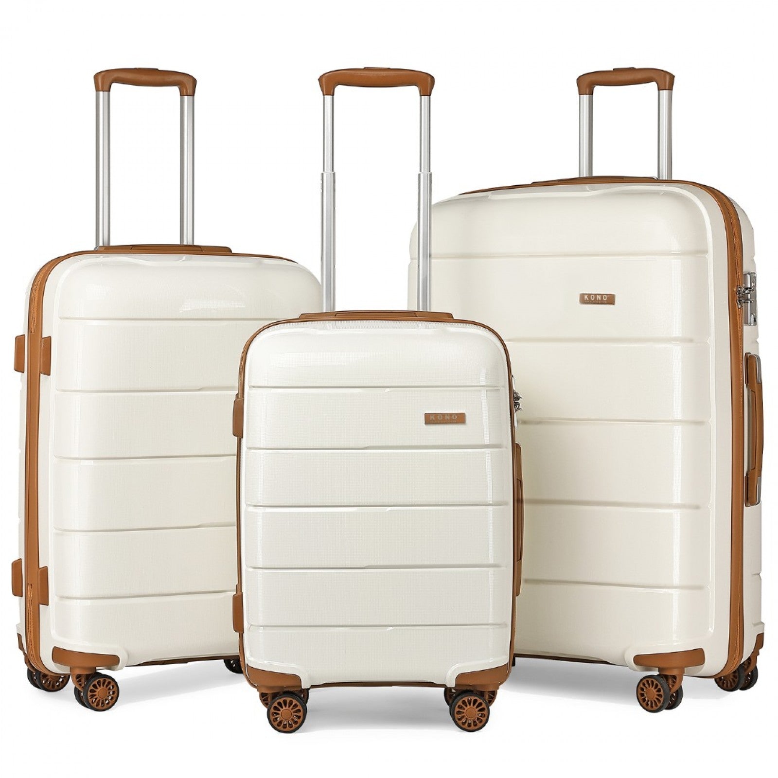 KONO 20-24-28” HARD SHELL PP SUITCASE SET - CREAM