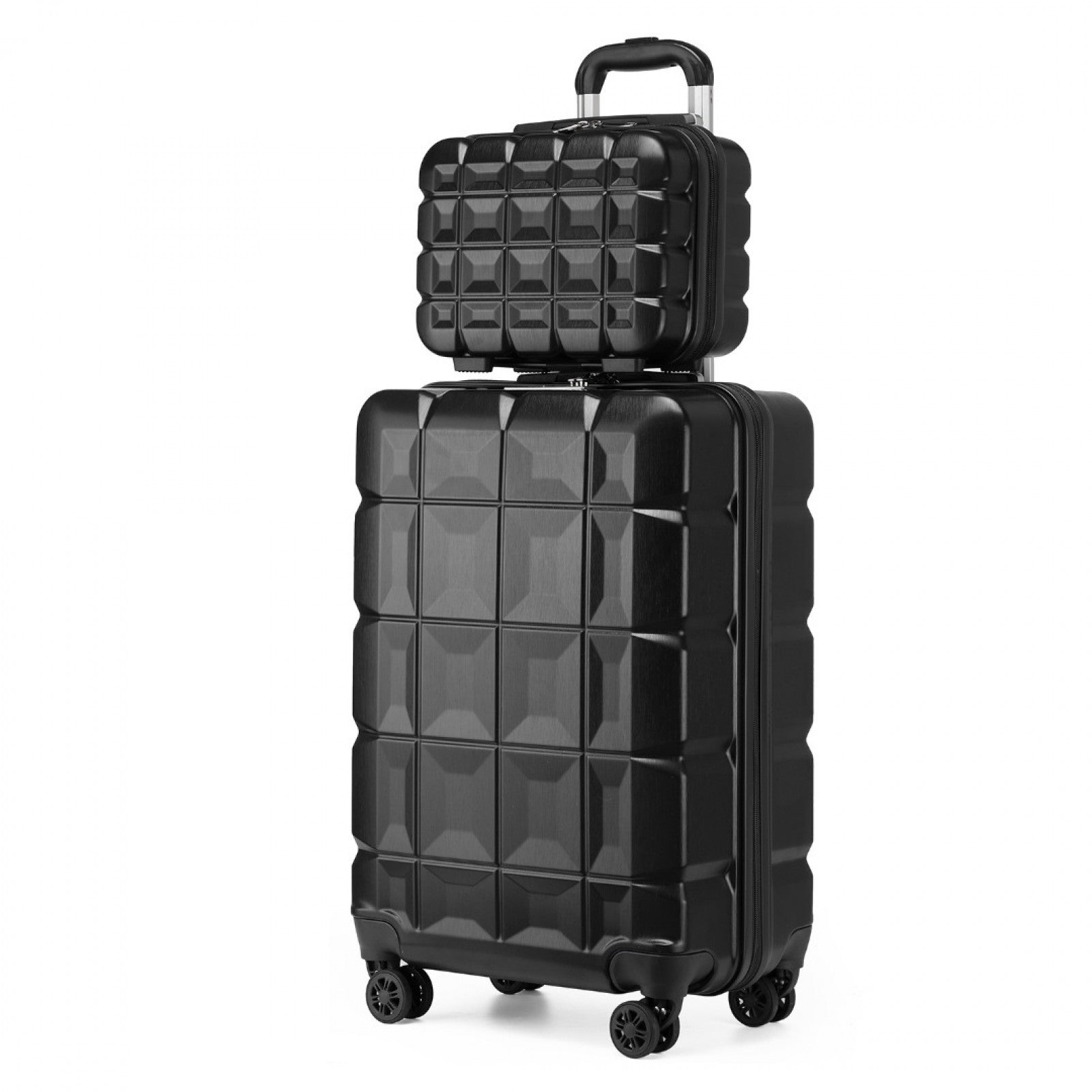 Kono 13/20 Inch Lightweight Hard Shell ABS Cabin Suitcase With TSA Lock And Vanity Case - Black