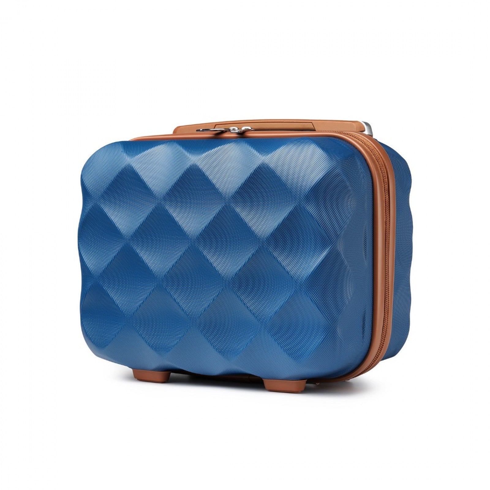 British Traveller 13 Inch Ultralight ABS And Polycarbonate Vanity Case - Navy And Brown