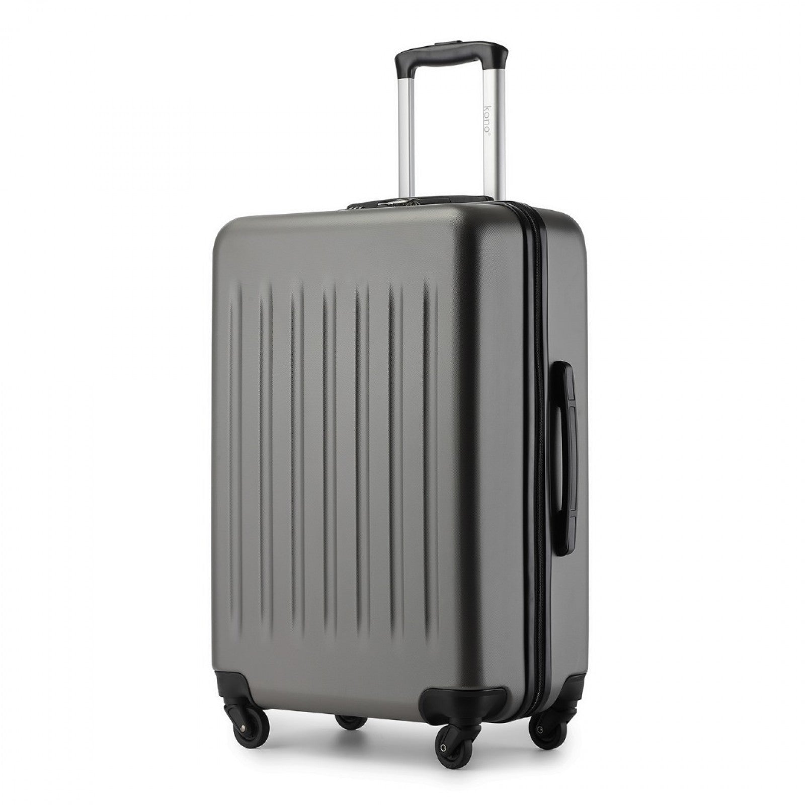 Kono Durable 24 Inch Lightweight ABS+PC Vertical Textured Check-in Suitcase with Secure 3-Digit Lock - Grey