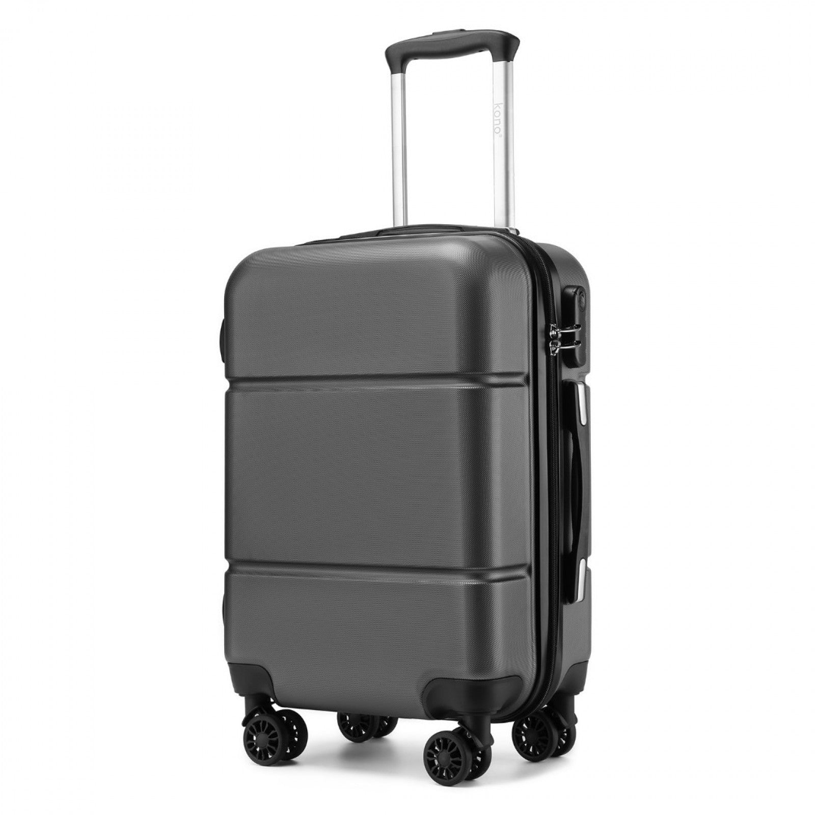 Kono 20 Inch Premium ABS Cabin Carry-On Suitcase with Secure Combination Lock for Effortless Travel - Grey and black