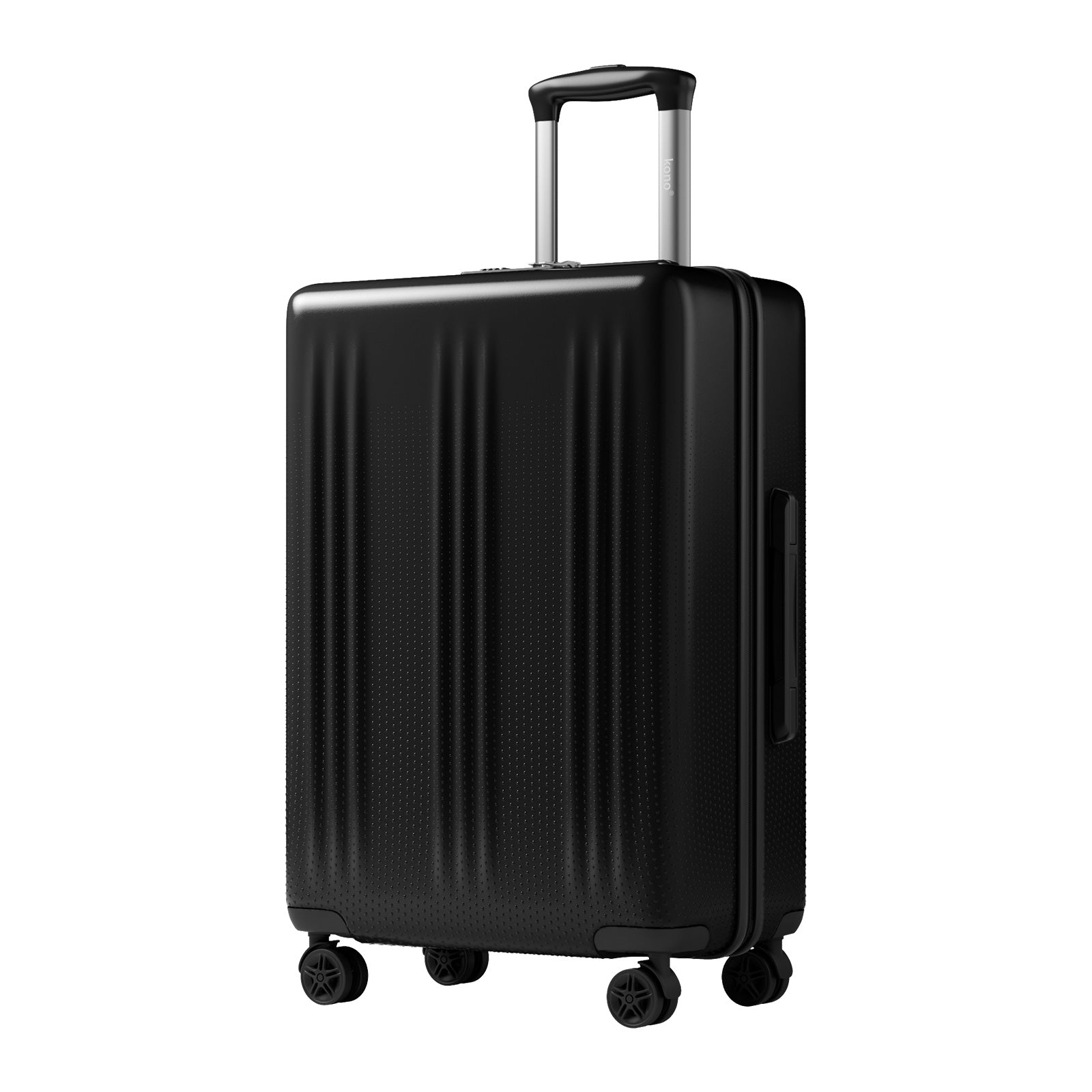 Kono Premium ABS+PC 24 Inch Hard Shell Medium Check-In Luggage with TSA Lock & 360° Silent Spinner Wheels - Black