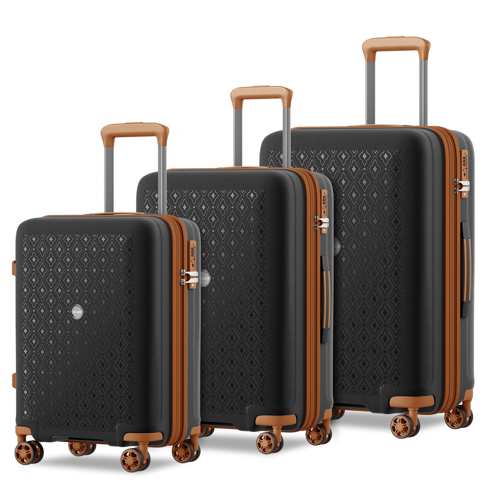 Kono PP 20/24/28inch Hard Shell Expandable Luggage–Lightweight Suitcase with TSA Lock & Built-in Cup Holder - Black and Brown