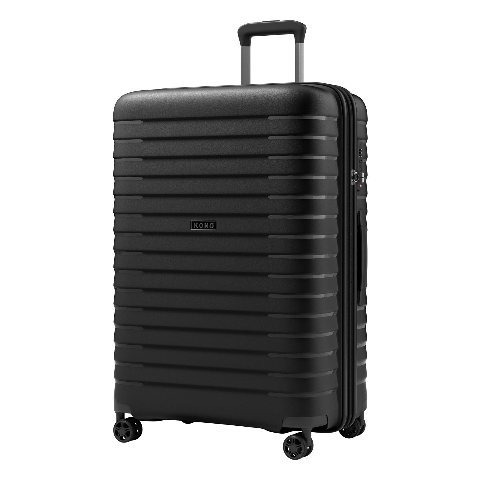 Kono 28-Inch Hard Shell Scratch-Resistant PP Luggage with Cup Holder, TSA Lock & Expandable Design-Check-in Luggage For Travel - Black