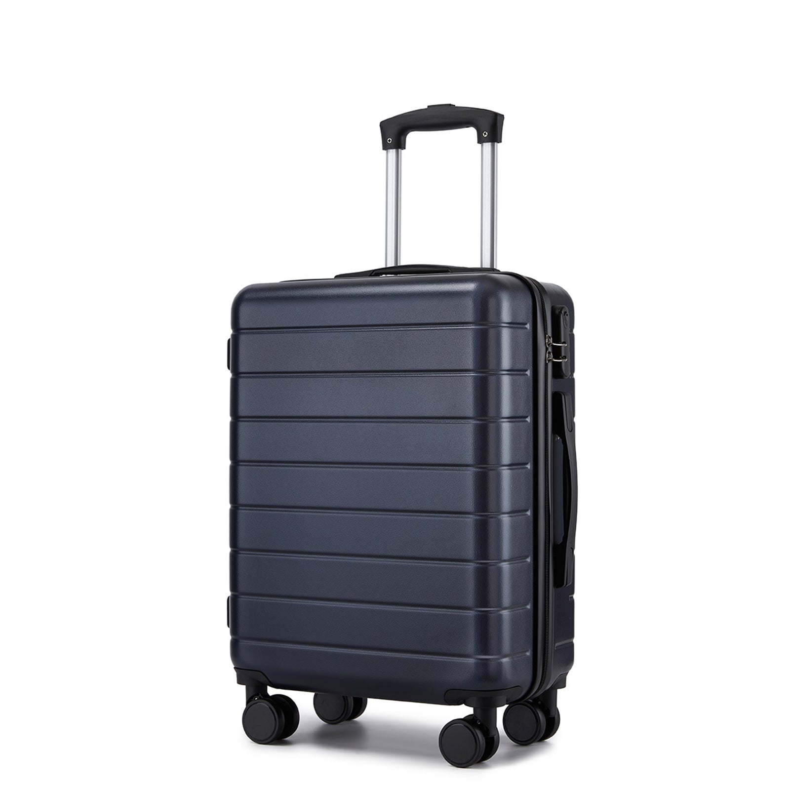 20 Inch Carry-On Luggage, Lightweight ABS Hard Shell Suitcase with 360 Silent Wheels, Combination Lock & Organised Interior - Navy