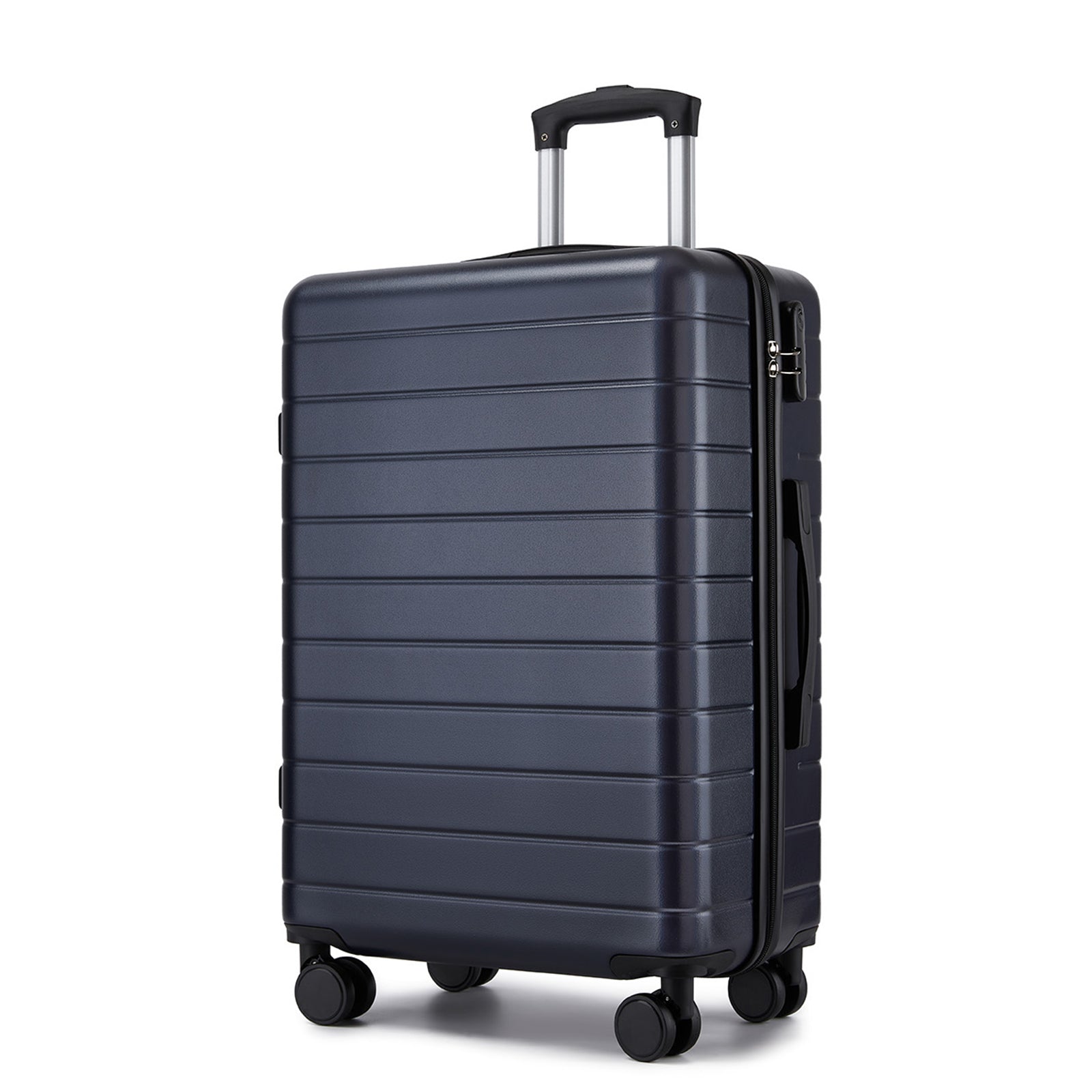 24 Inch Checked Luggage, Durable ABS Hard Shell Suitcase with 360 Silent Spinner Wheels & Secure Combination Lock - Navy