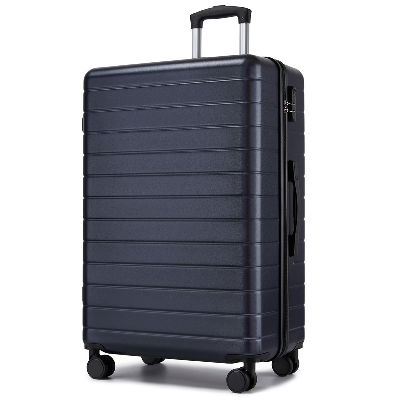 28 Inch Large Checked Luggage, Premium ABS Hard Shell Suitcase with 360 Silent Wheels & Secure Combination Lock - Navy