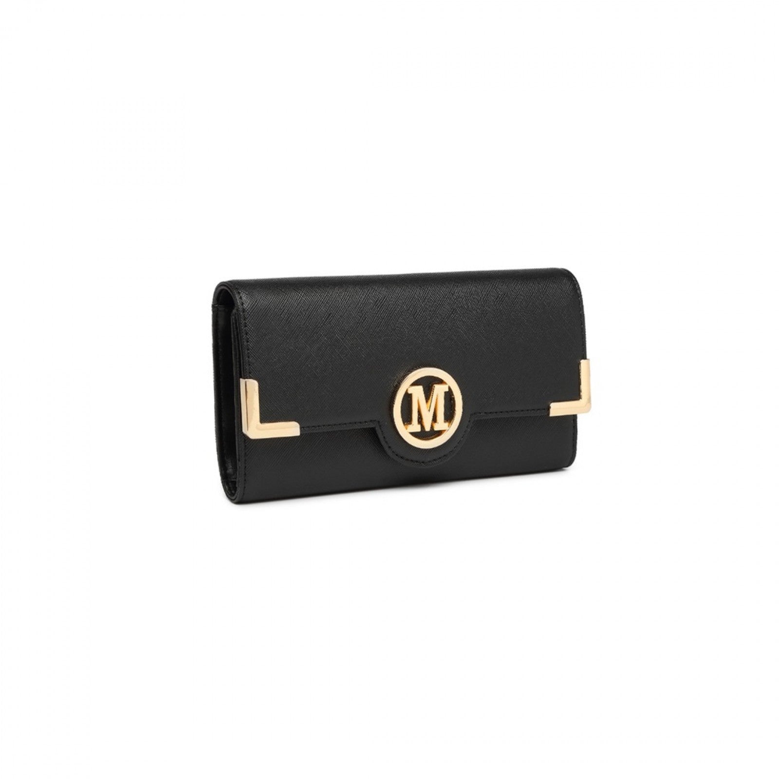 Miss Lulu Leather Look Classic Long Purse - Black