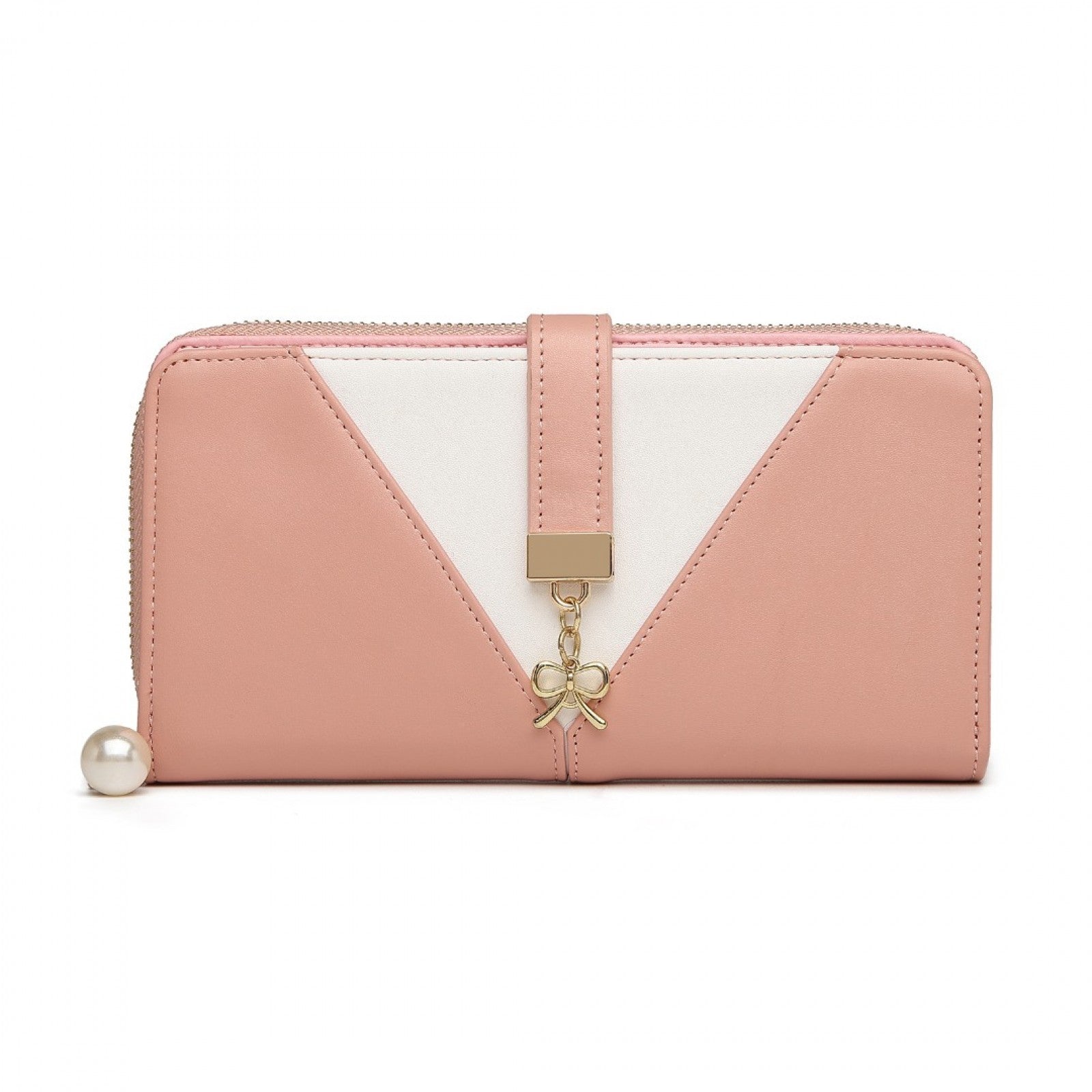 Miss Lulu Two Tone Women's Leather Look Clutch Purse - Pink