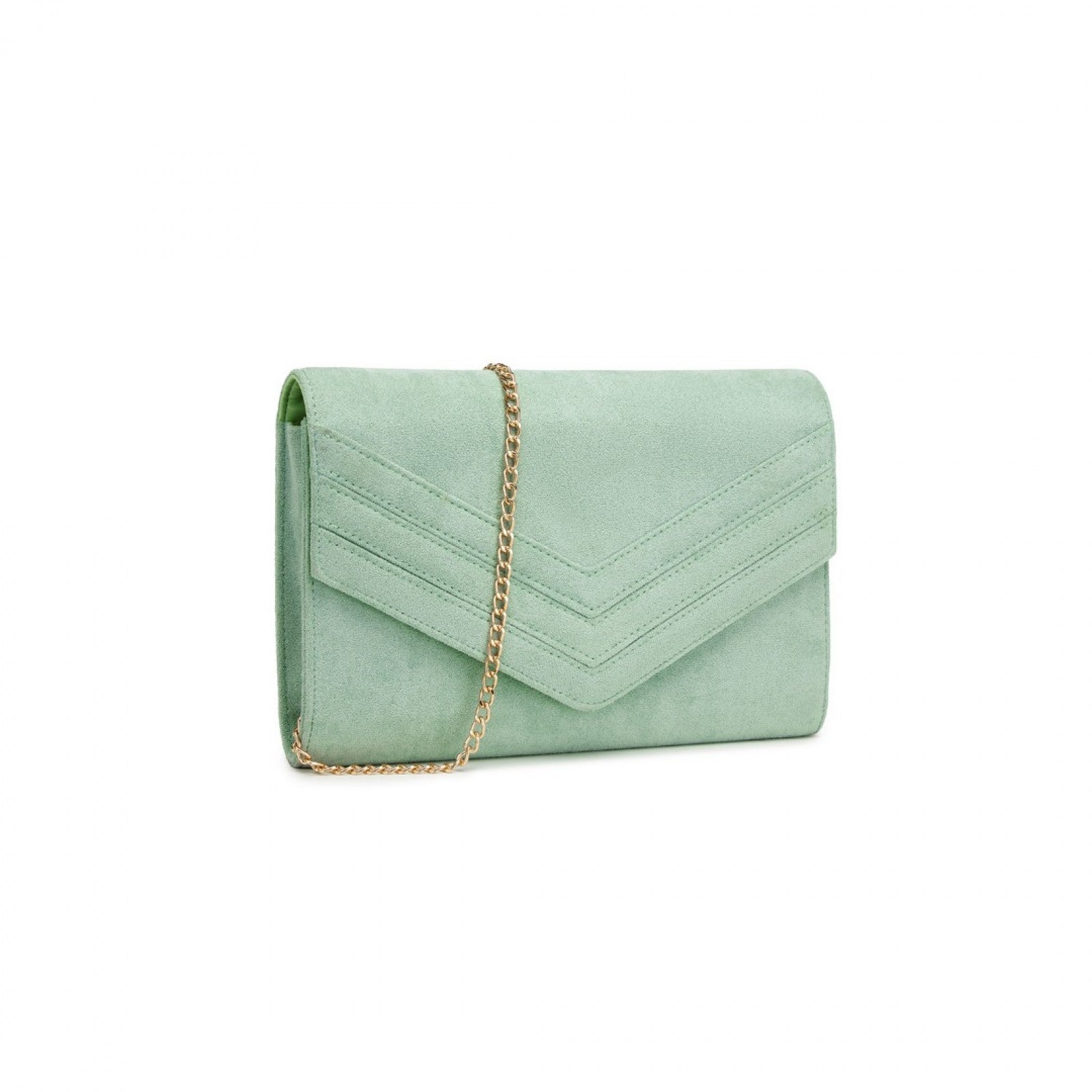 Miss Lulu Luxurious Envelope-Style Evening Clutch with Elegant Detachable Metal Chain Strap - Green