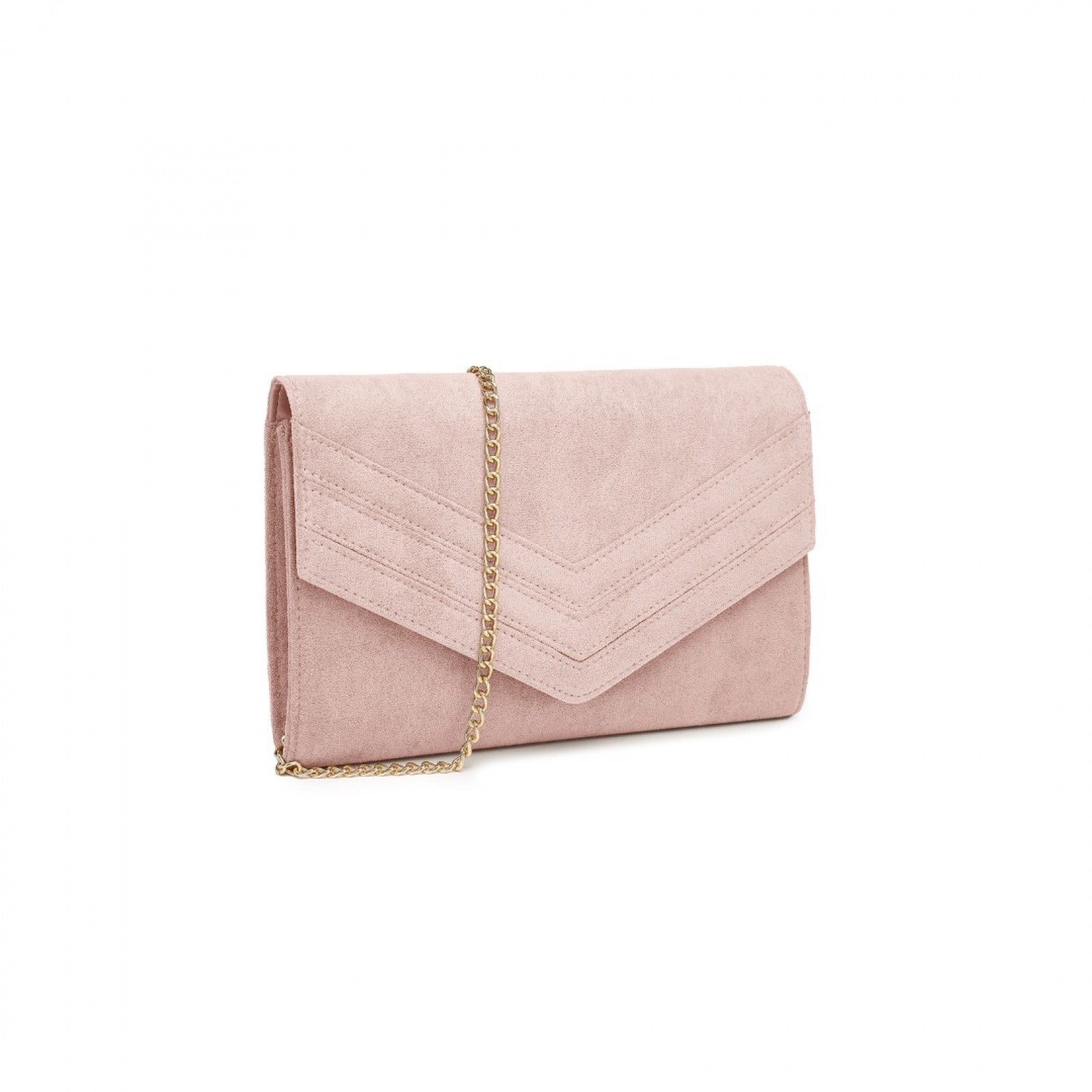 Miss Lulu Luxurious Envelope-Style Evening Clutch with Elegant Detachable Metal Chain Strap - Pink