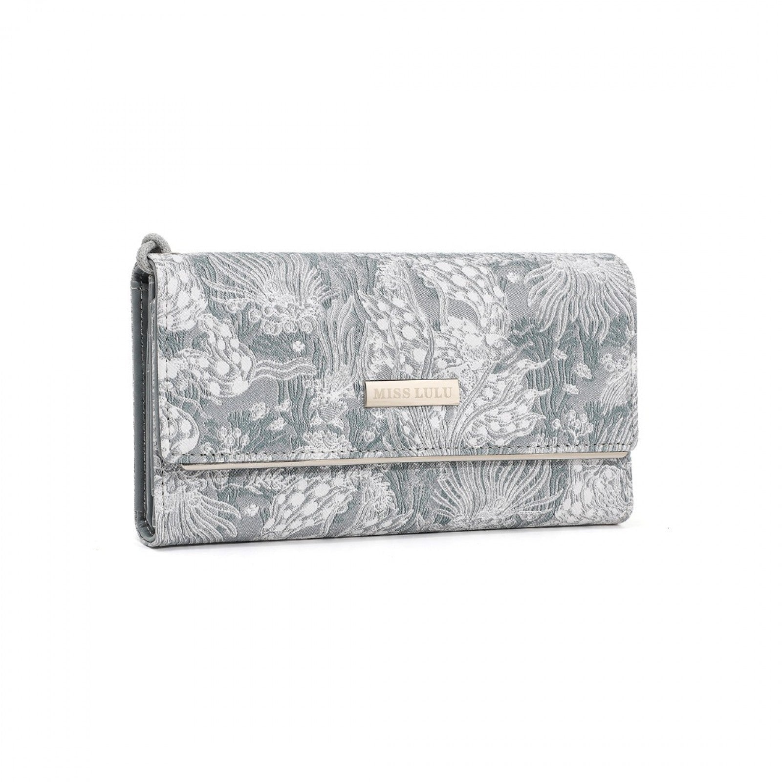 Miss Lulu Elegant Women's Long Purse with Detachable Wrist Strap And Multi-Card Organizer - Grey