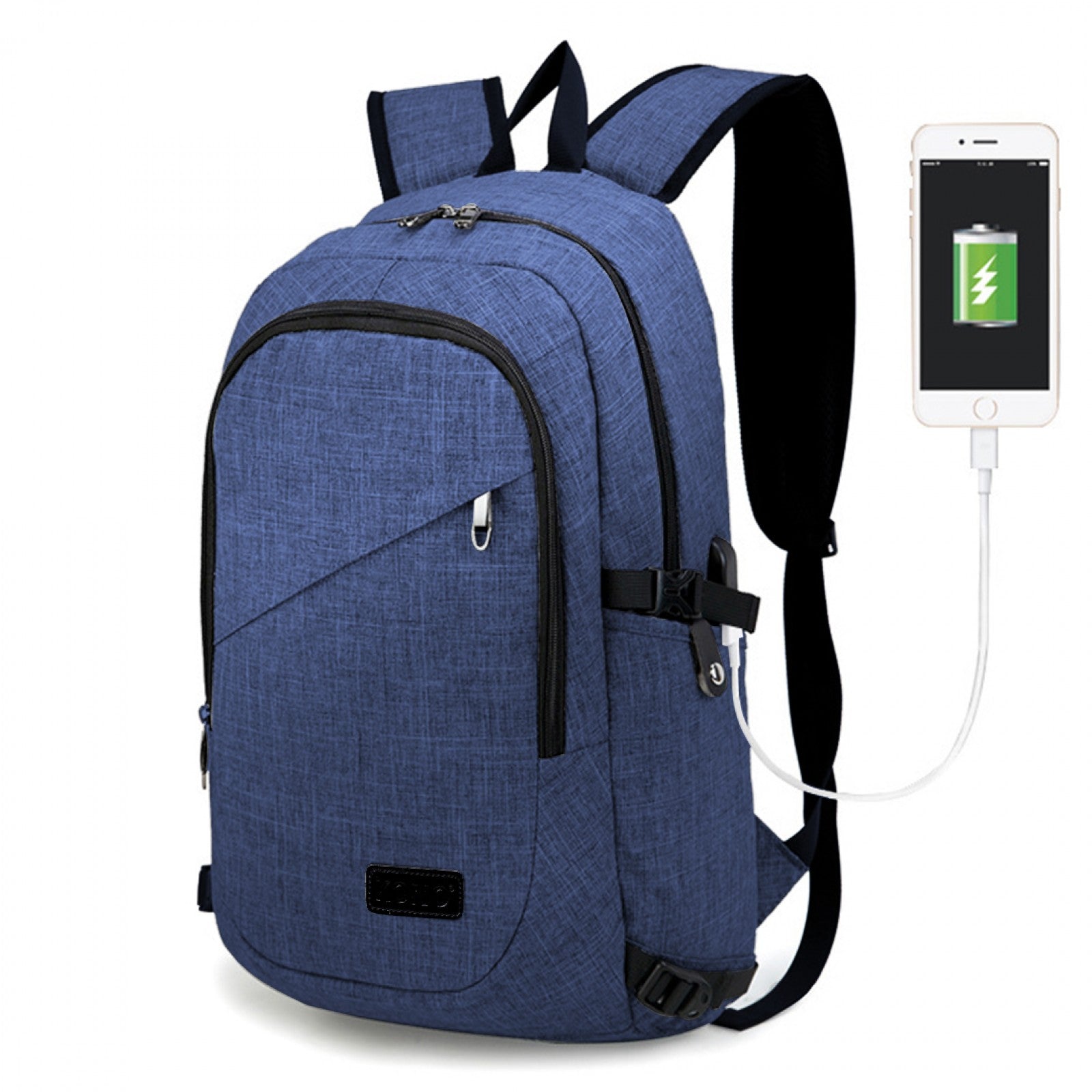 Kono Business Laptop Backpack with USB Charging Port - Navy Blue