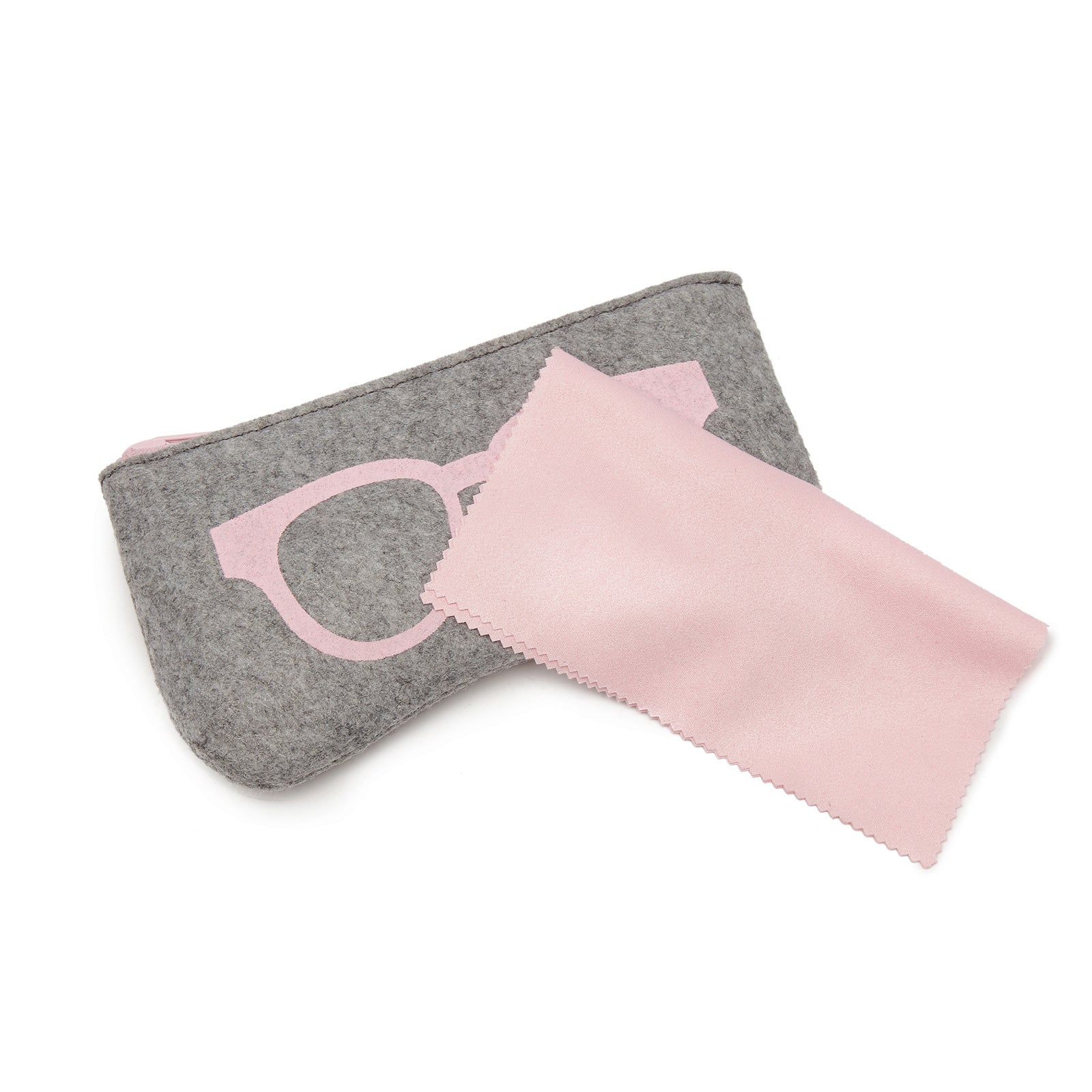 Soft Felt Glasses Case - Grey And Pink