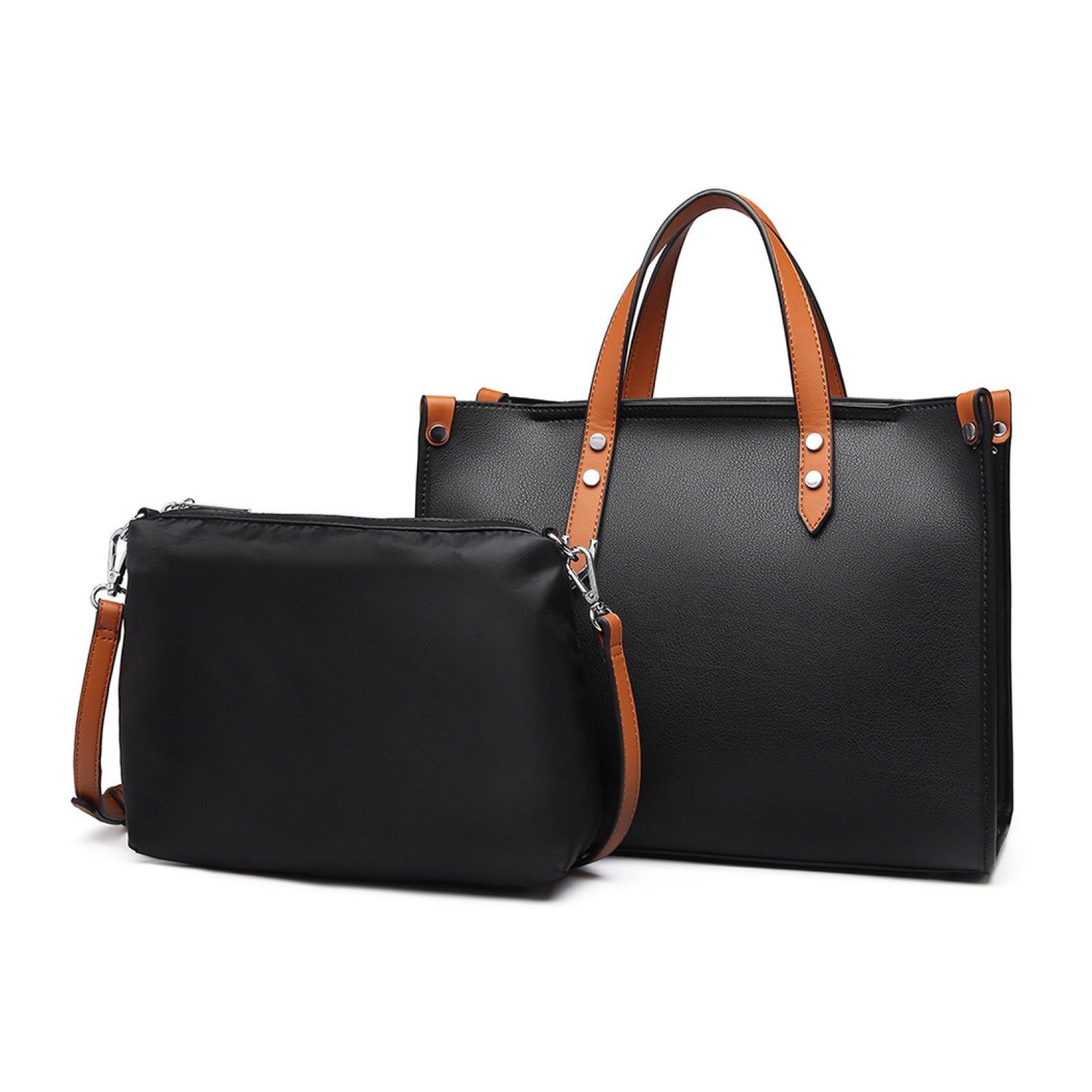 Miss Lulu Structured 2 Piece Shoulder Bag Set - Back