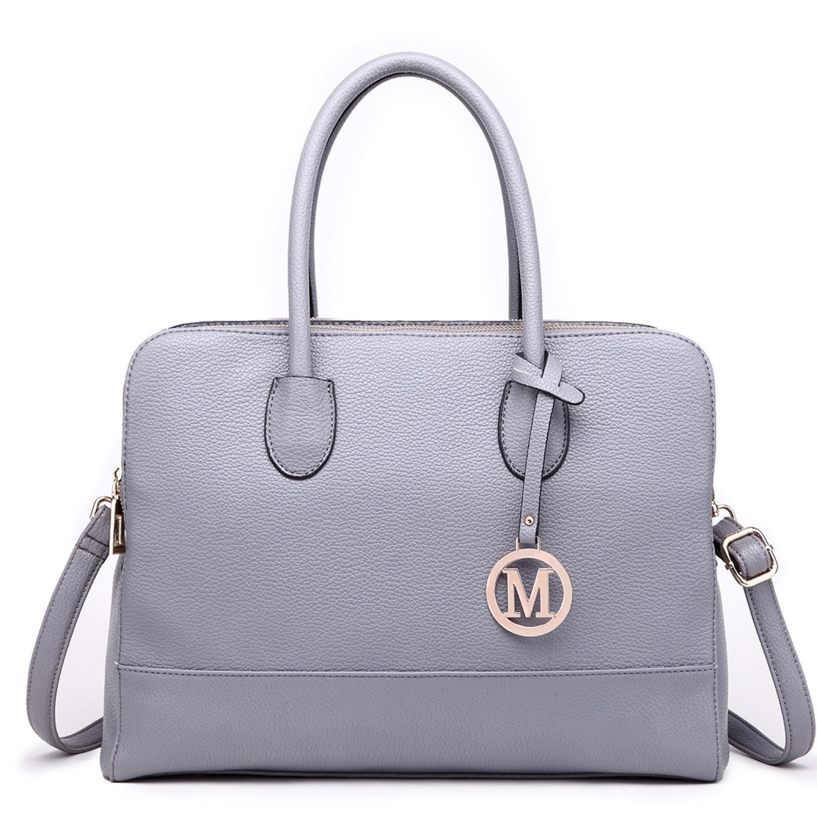 Miss Lulu Textured PU Leather Medium Size Classic Tote Bag Shoulder Bag Grey