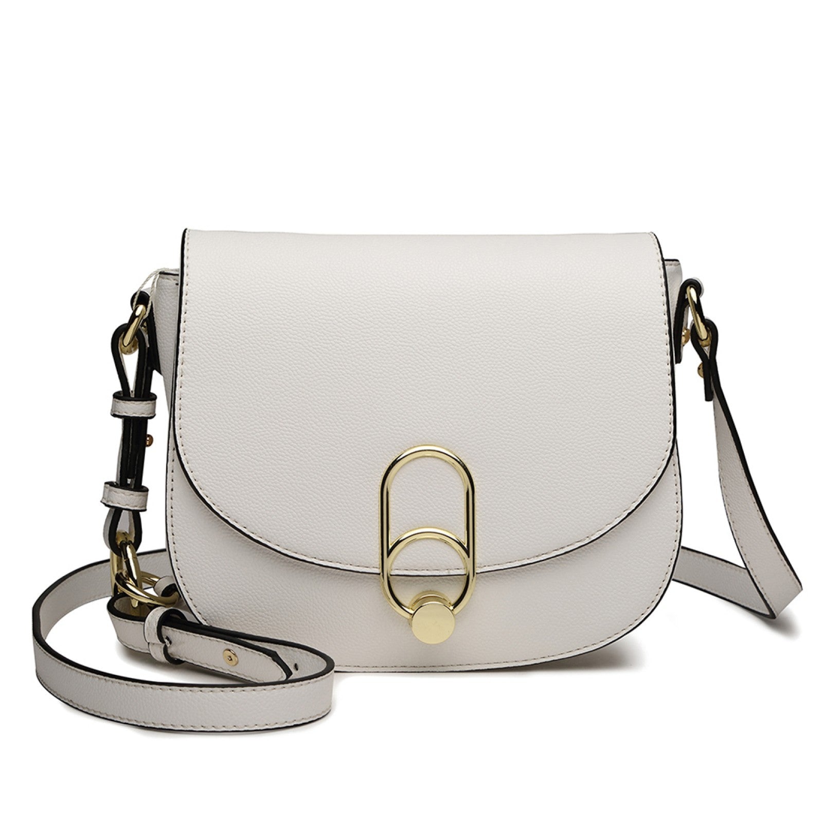 MISS LULU CROSS BODY SADDLE BAG - WHITE