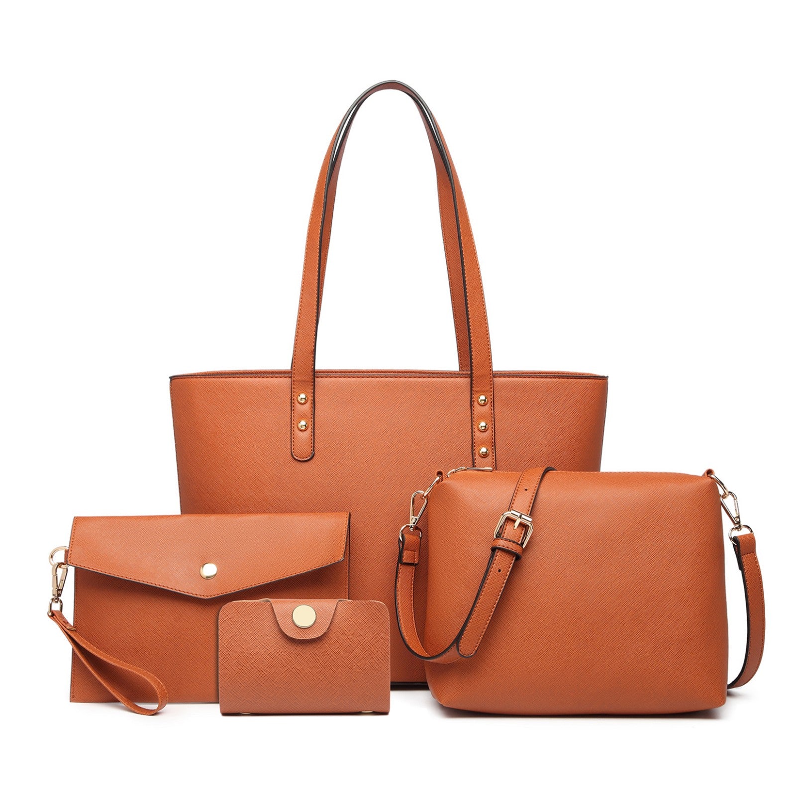 Miss Lulu 4 Piece Handbag Set - Brown