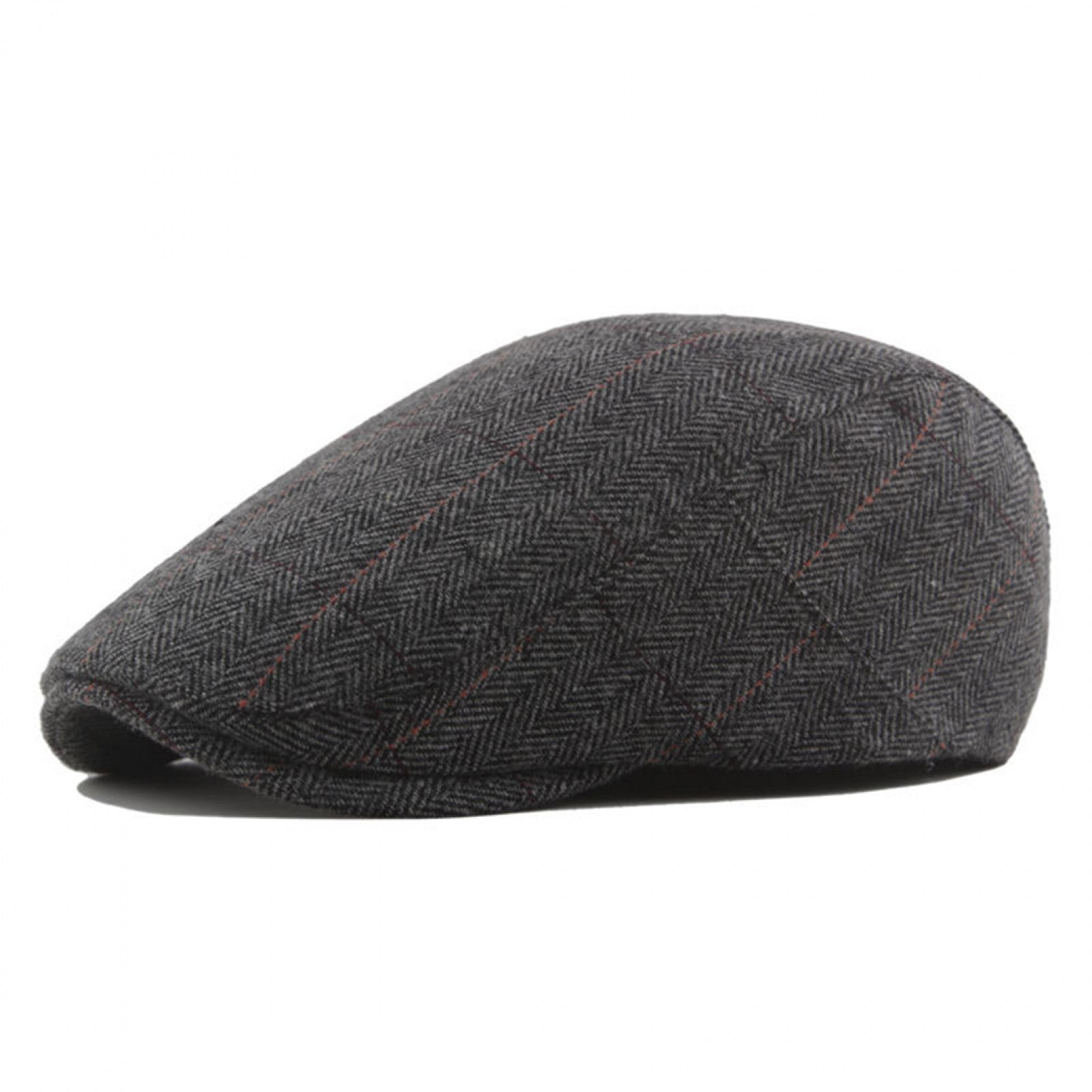 Men's Newsboy Baker Boy Herringbone Flat Cap Hat - Grey
