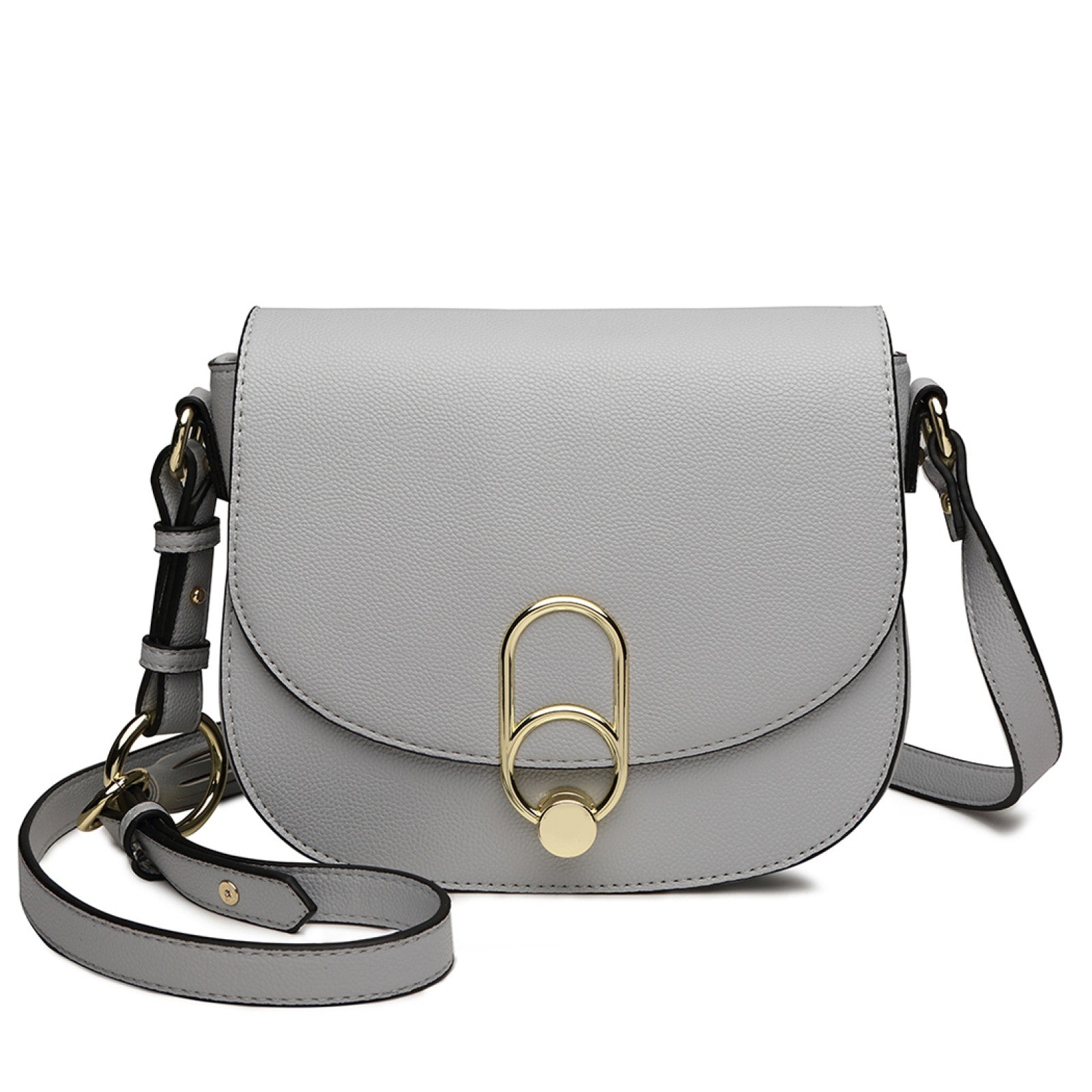 MISS LULU CROSS BODY SADDLE BAG - GREY