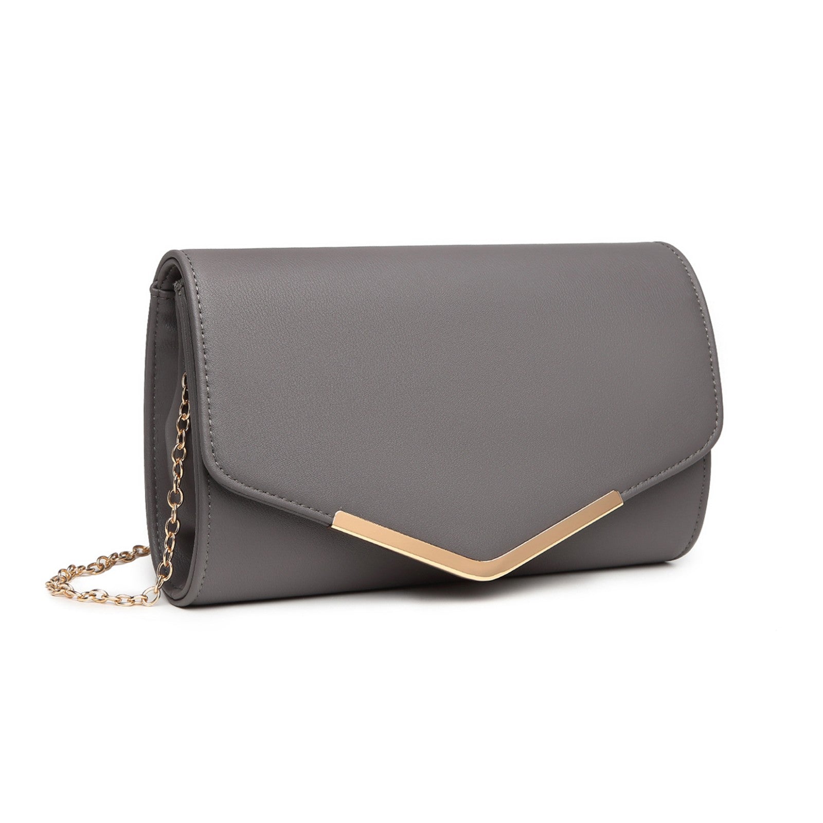 Miss Lulu Vegan Envelope Clutch Bag - Grey