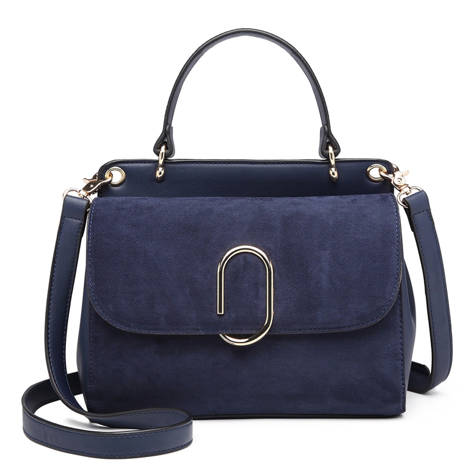 MISS LULU STYLISH LADIES LEATHER HANDBAG SHOULDER BAG NAVY