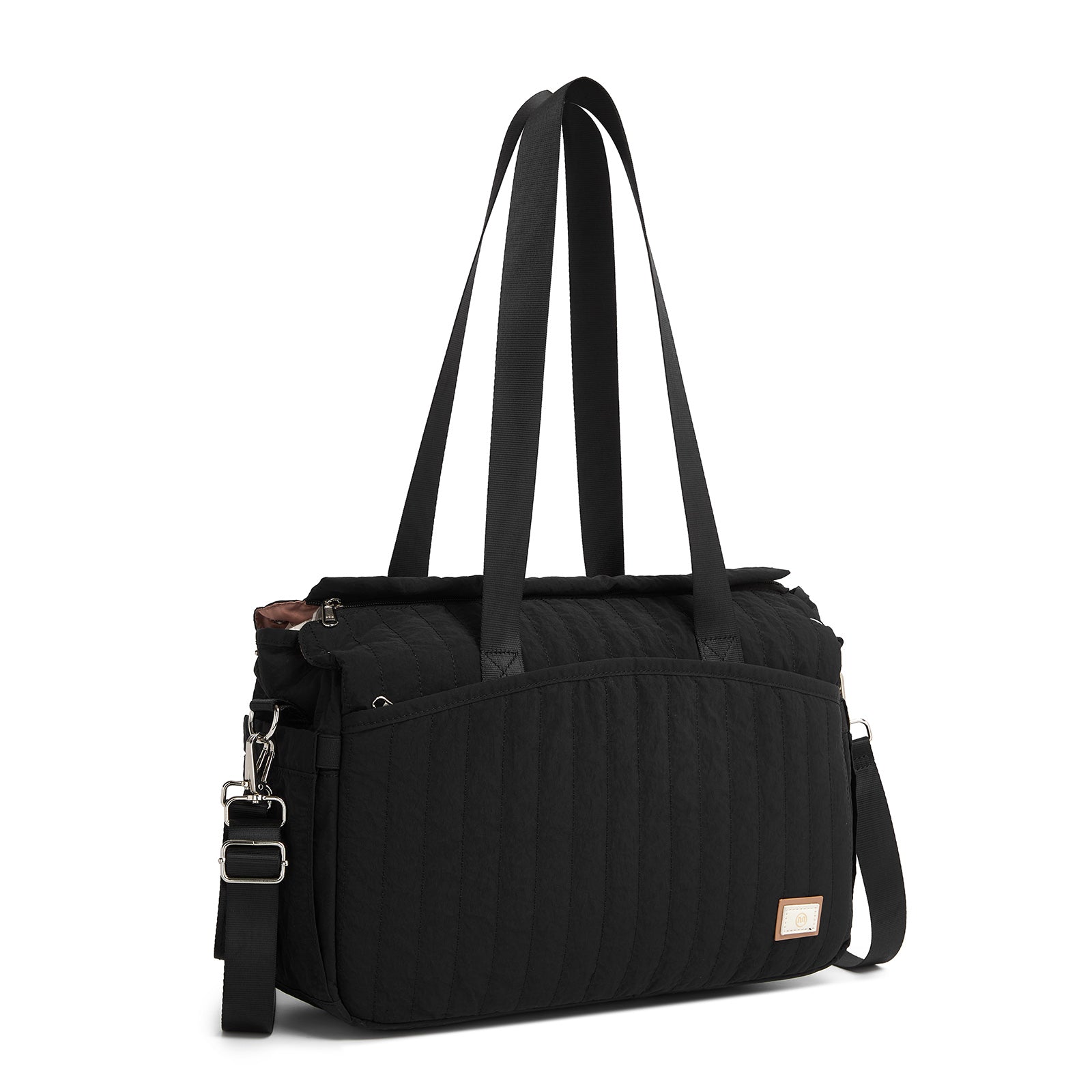 Miss Lulu Stylish and Spacious Maternity Diaper Bag with Insulated Baby Bottle Pockets,Wet-Dry Separation,Stroller Strap - Black