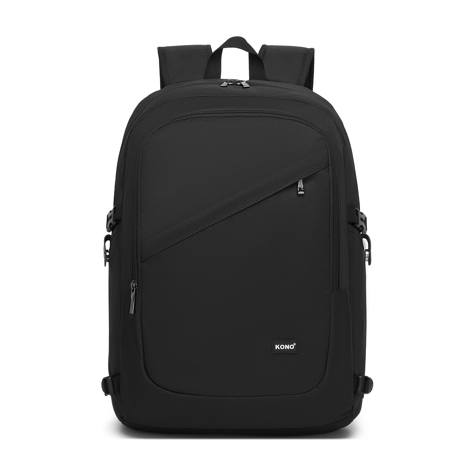 Kono Modern Urban Style Laptop Backpack – School & Commuter Rucksack with USB & Type-C Charging Port - Black