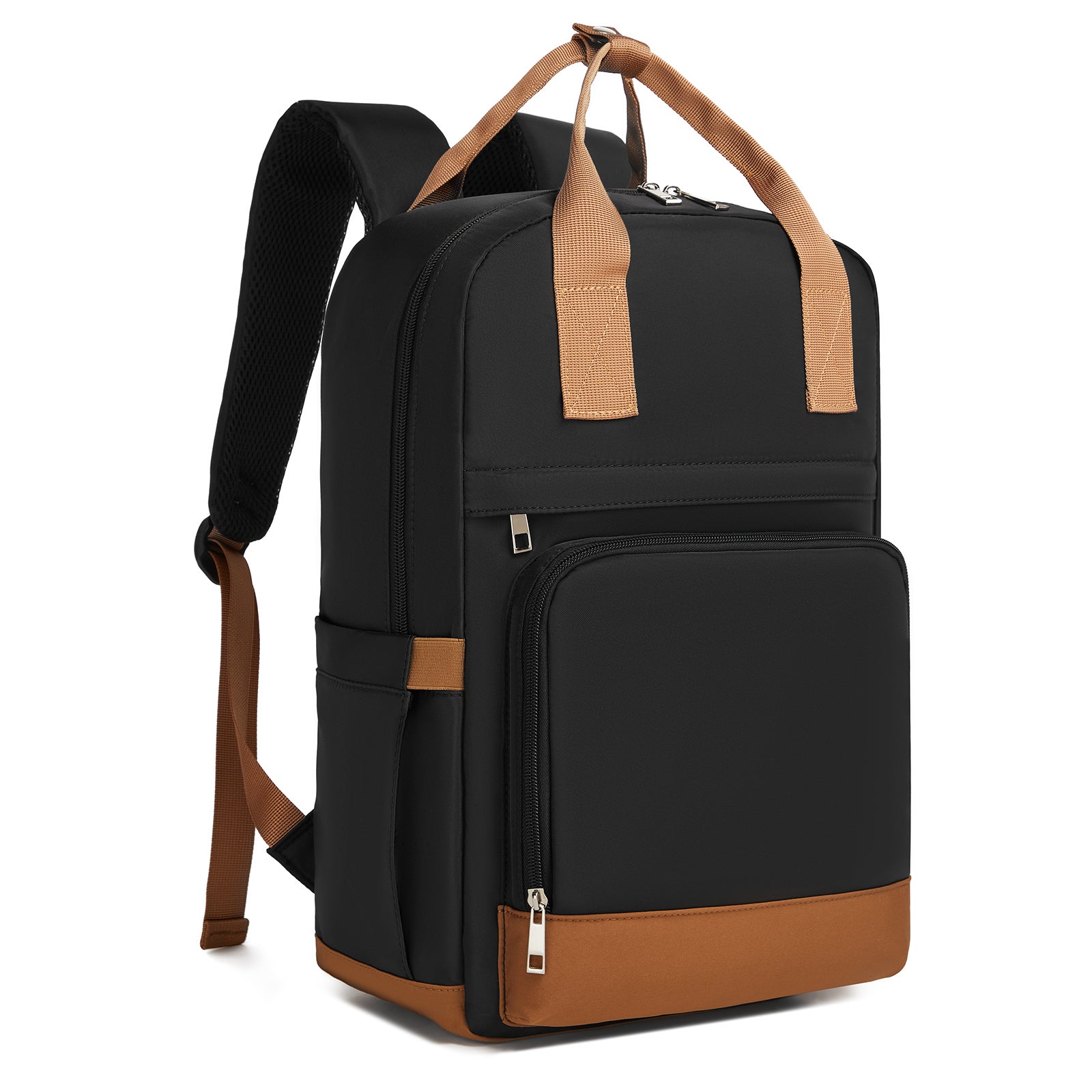 Kono Casual Contemporary Backpack with Laptop Sleeve & Padded Straps for Daily Commute - Black and Brown