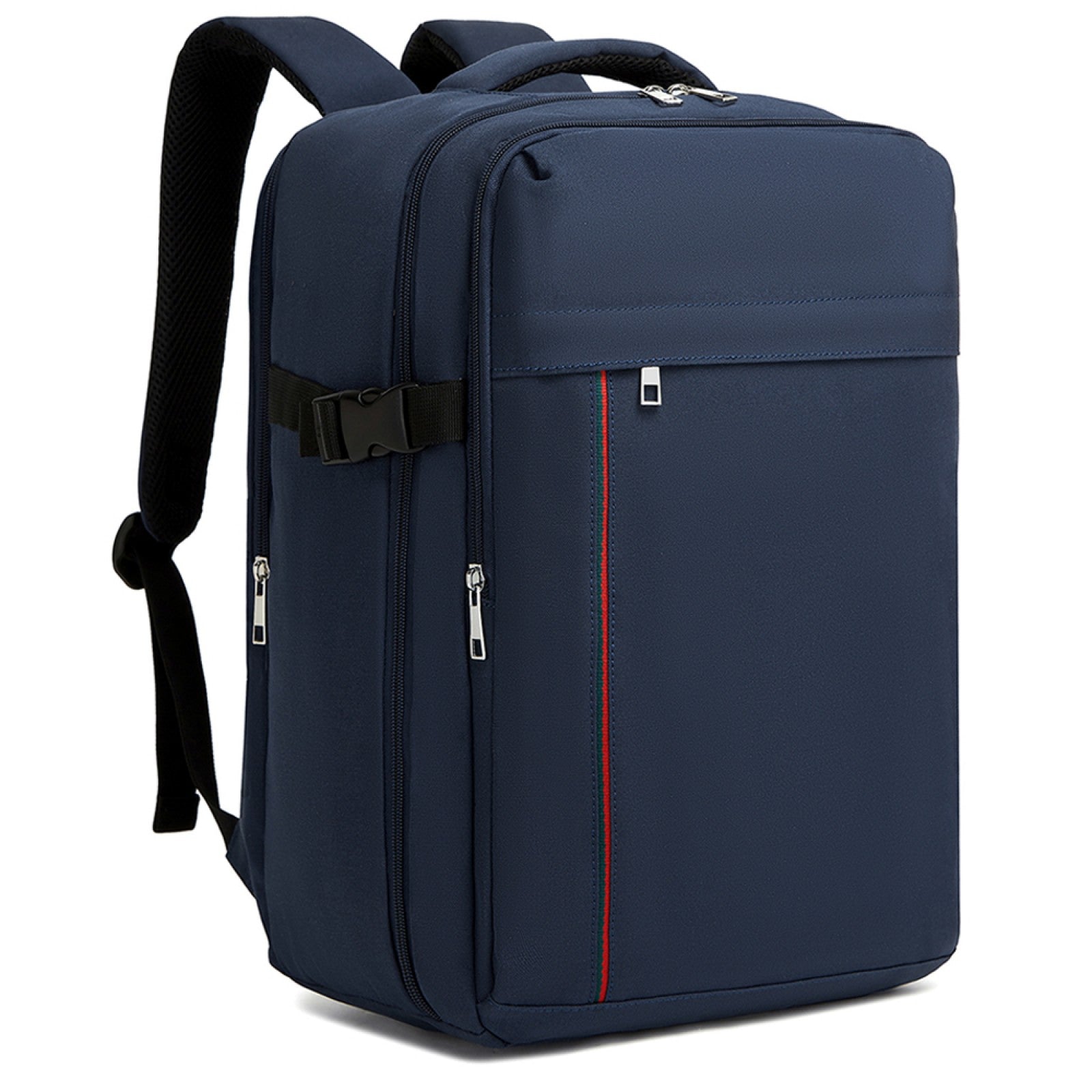 Kono 20L Cabin Backpack with Red Trim for 15.6” Laptop – Water-Resistant Travel Daypack with Luggage Strap - Navy