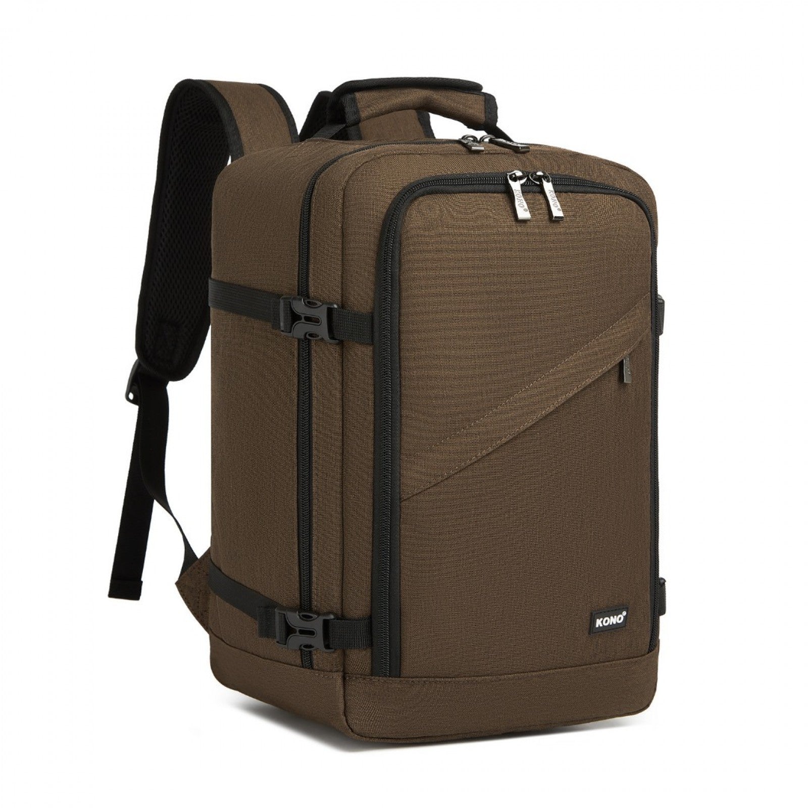 Kono Multi-purpose Business Carry-On Backpack–Fits 15.6" Laptop, Ideal for Work, Travel & Daily Commute - Brown